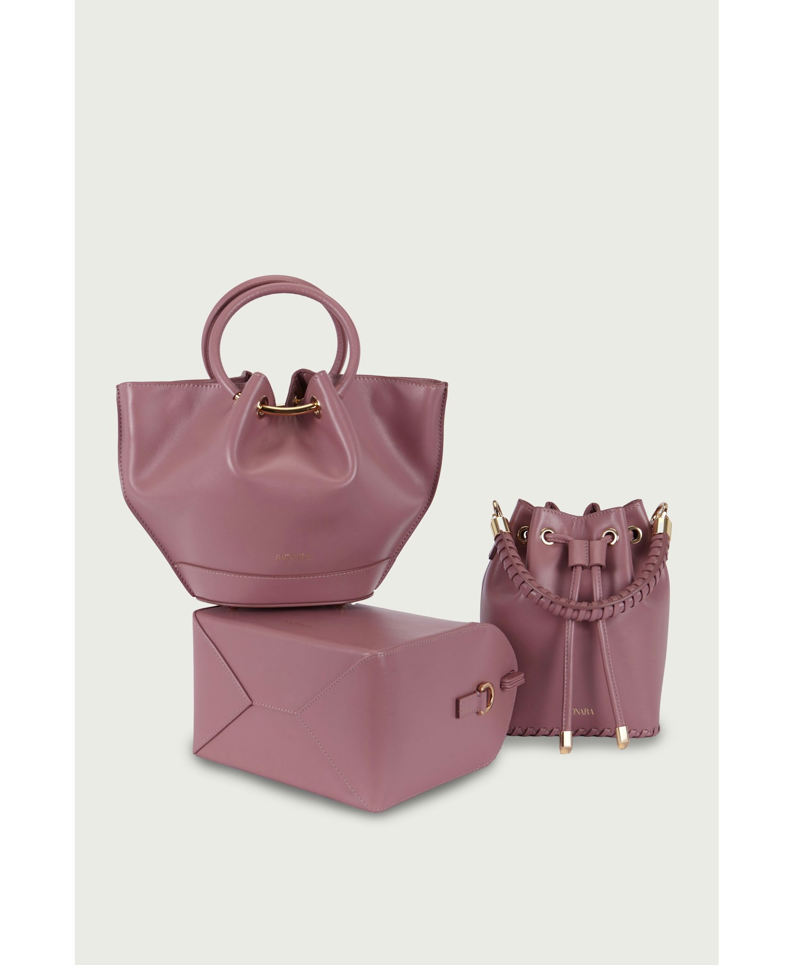 SAONARA MINI BUCKET PINK LEATHER made by Saonara
