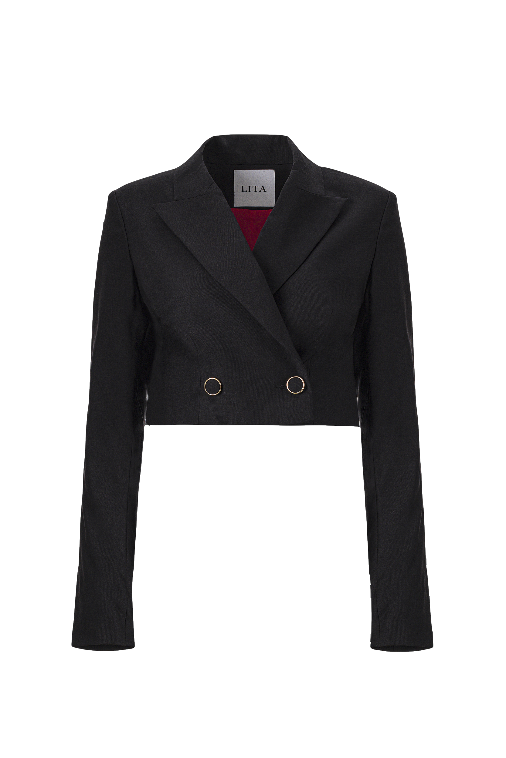 Lita Couture Cropped Wool Blazer In Black