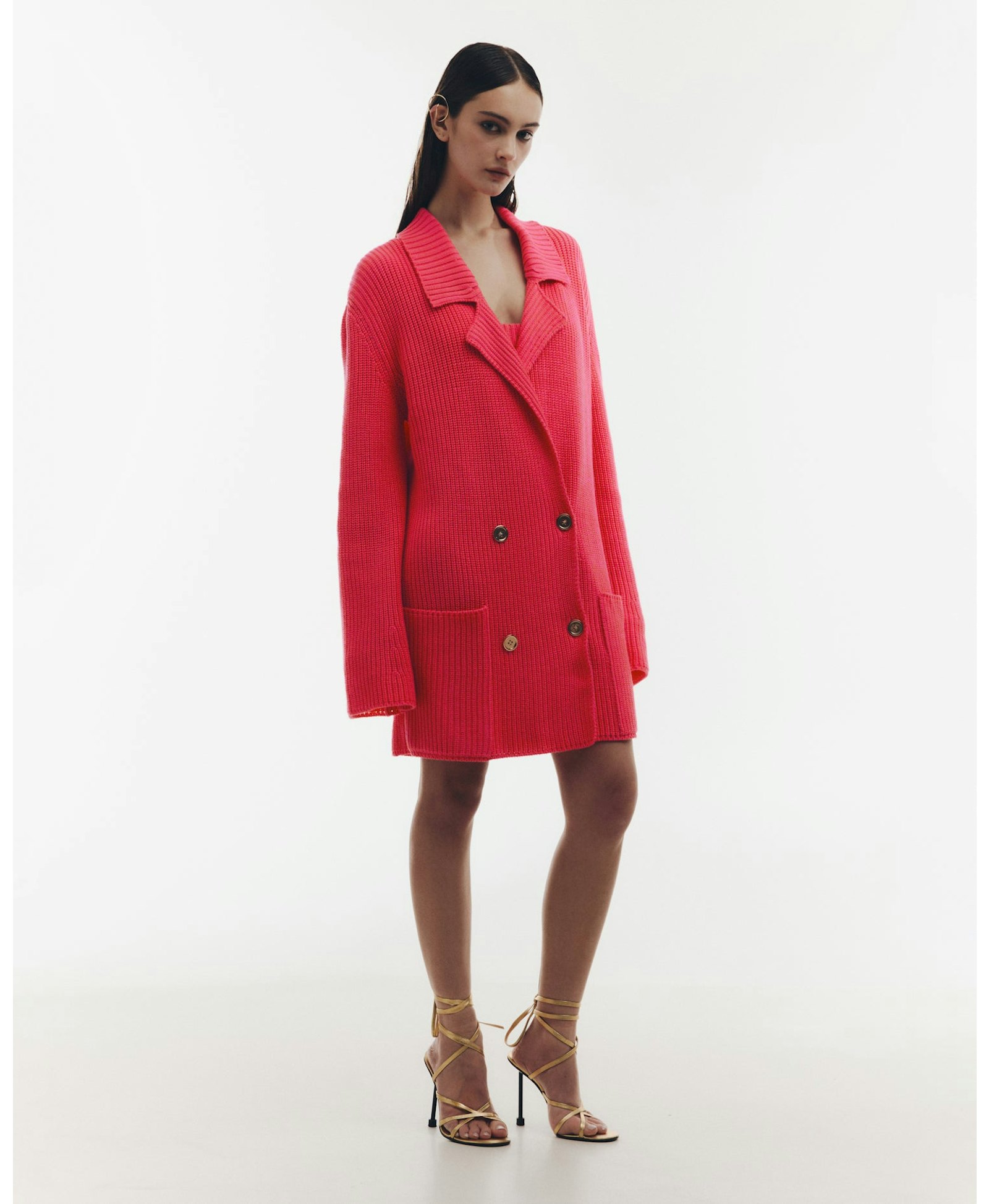 Brink pink cardigan made by KNITEL