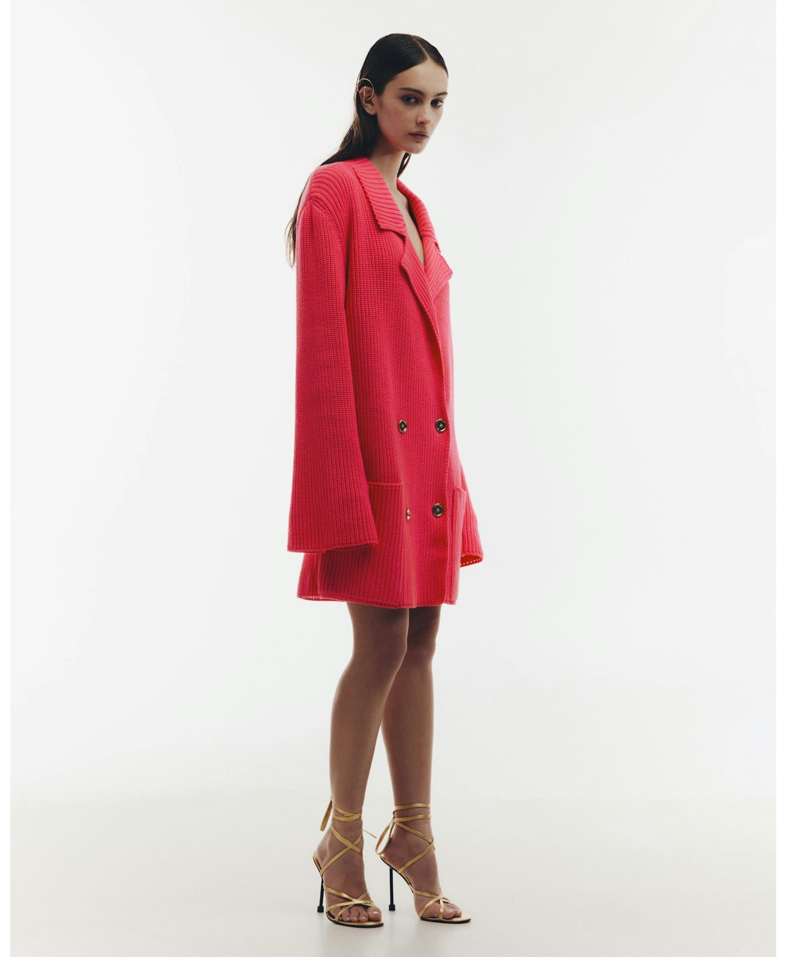 Brink pink cardigan made by KNITEL