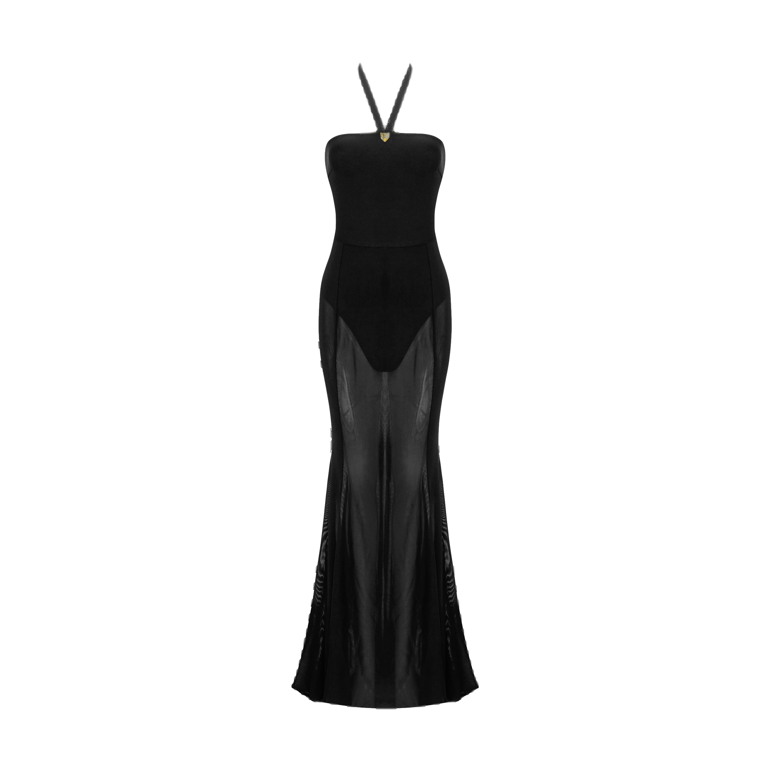 Daniele Morena Black Bodysuit Gown Dress