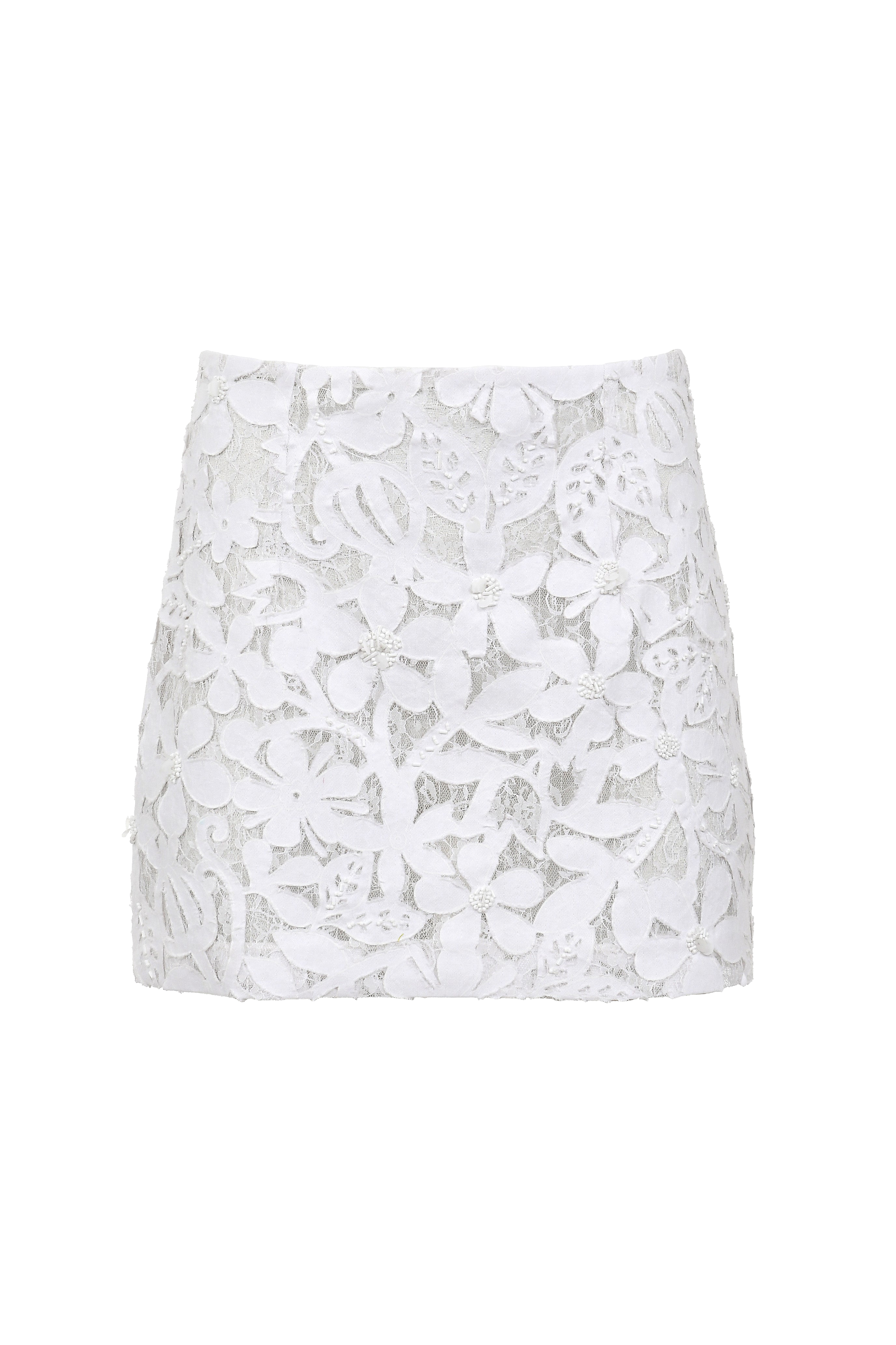 Francesca Miranda Curpo Lace Denim Skirt In White