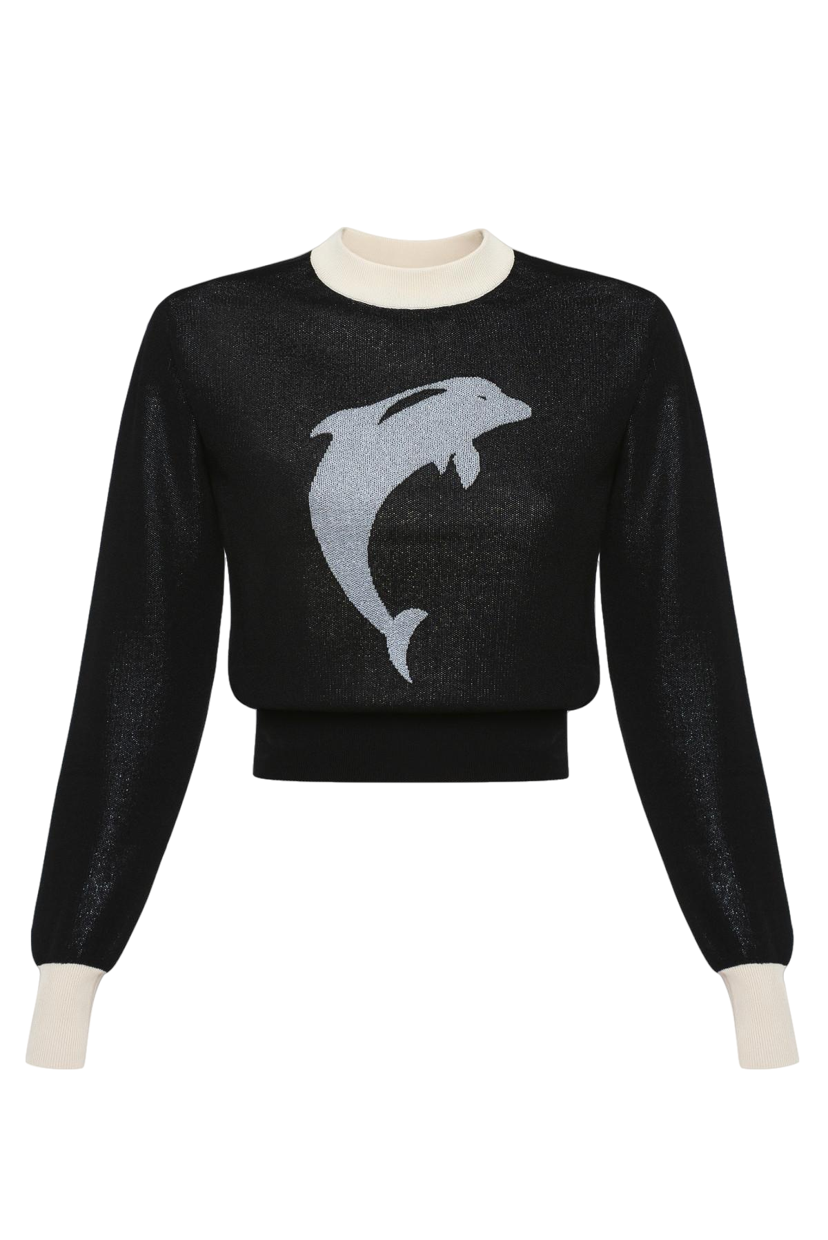 Keburia Dolphin Metallic Knitted Sweater In Black