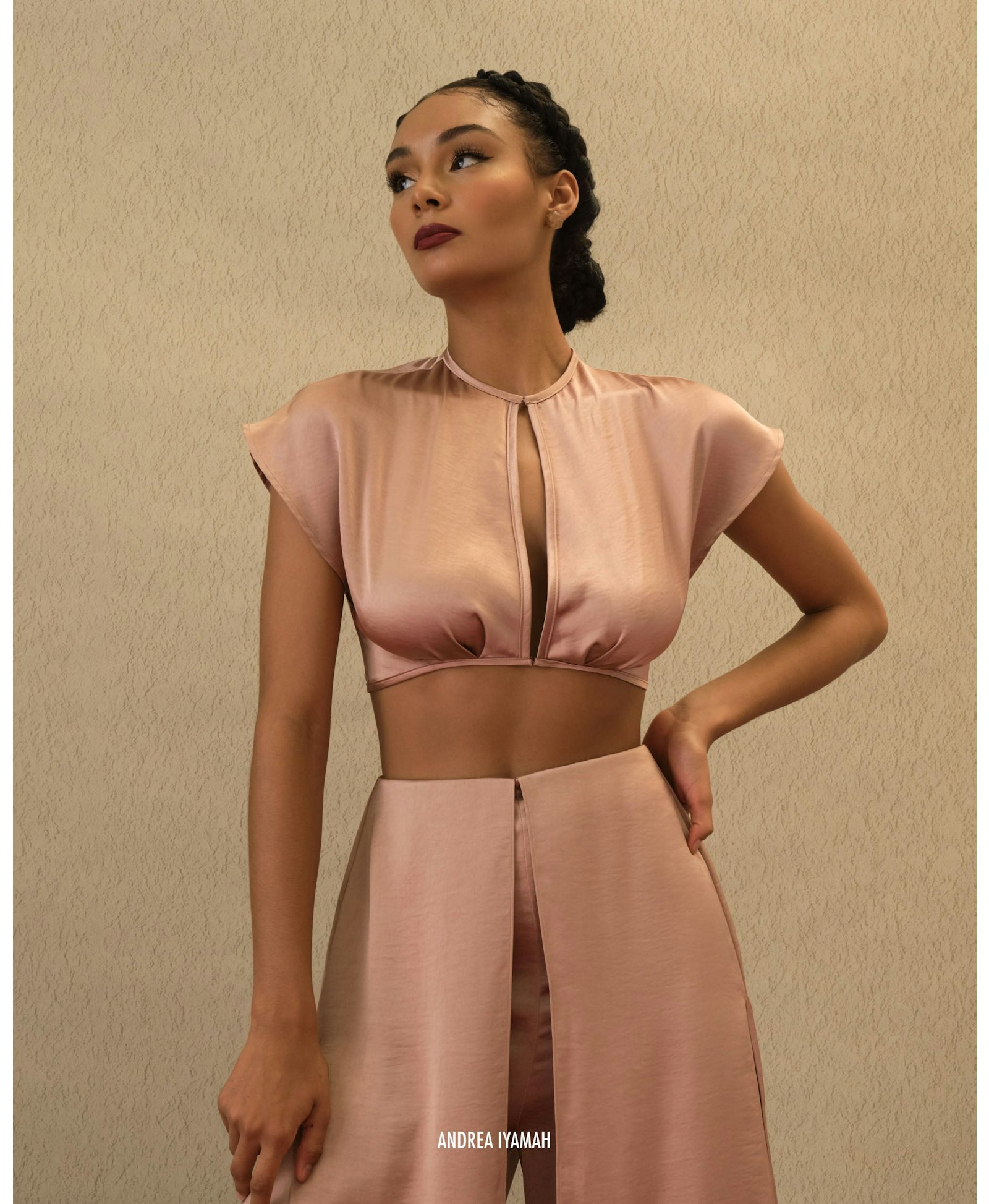 HAMI CROP TOP - PEARL PINK in Pink made by Andrea Iyamah