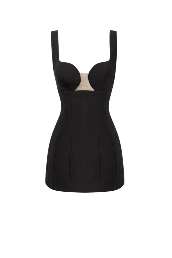 Millà Glossy Mini Dress In Black With Cutouts