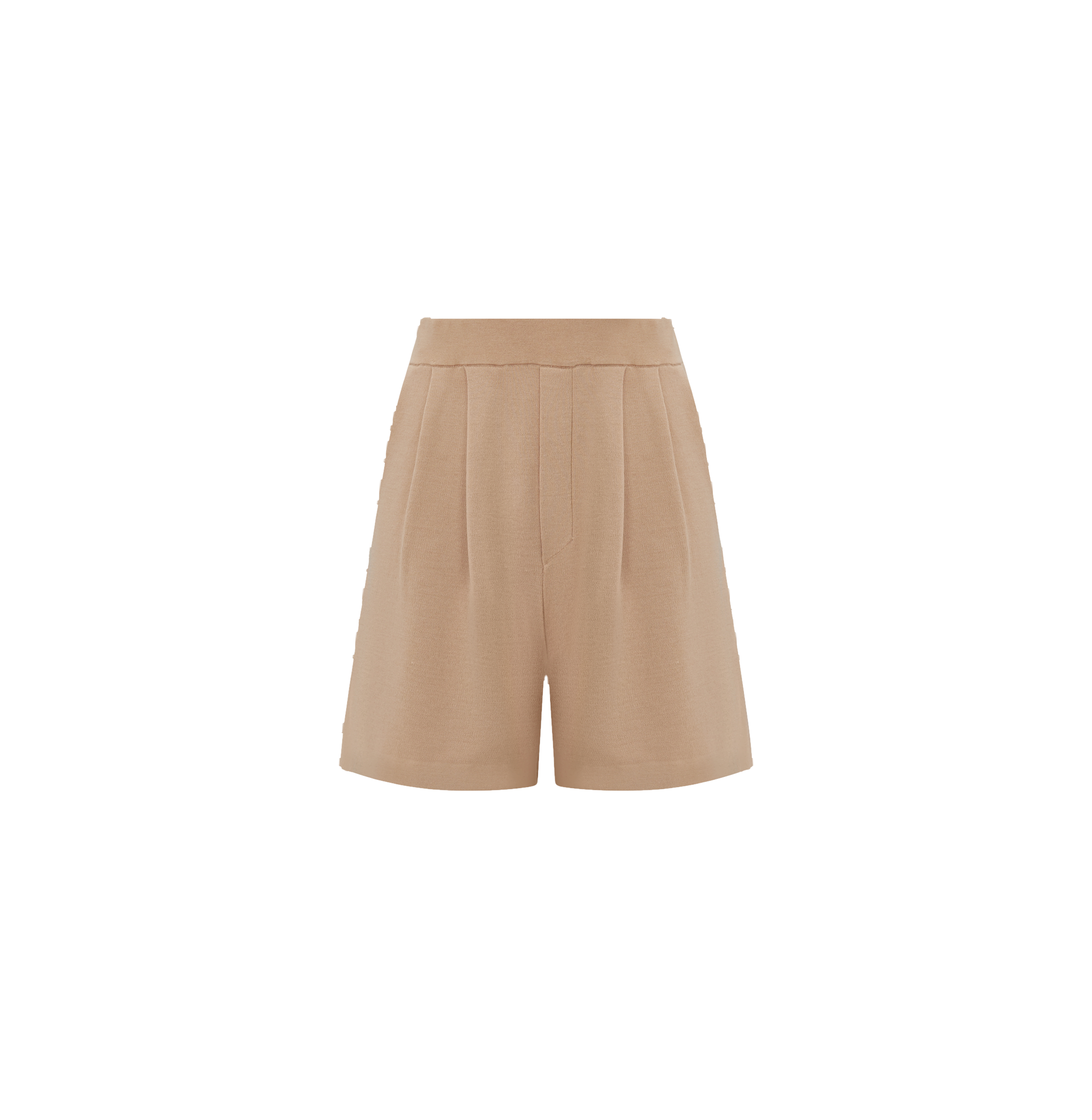 Crush Collection Pleated High Waist Wide Leg Shorts In Neutral