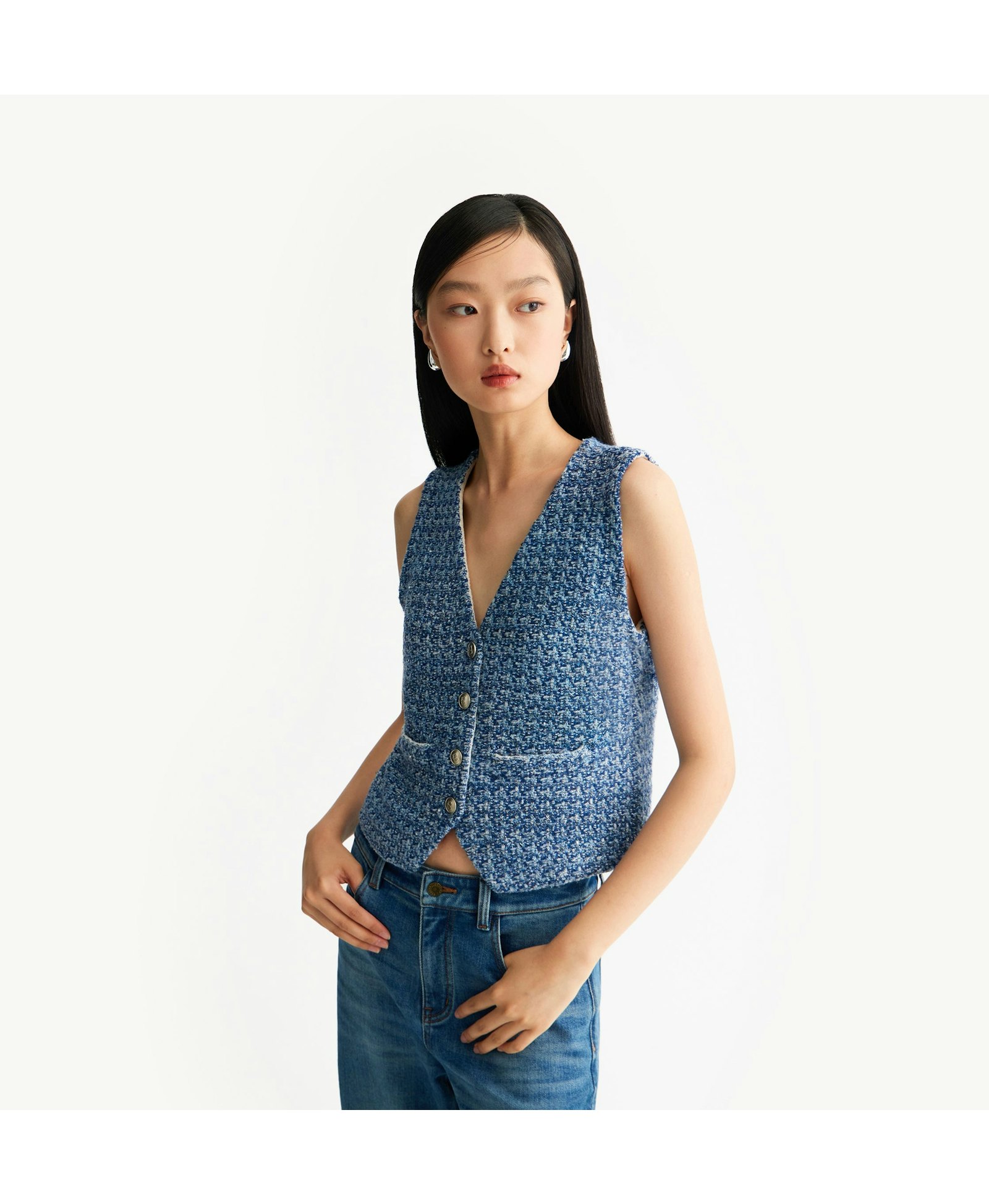 MULTICOLORED SEQUINED TWEED WAISTCOAT made by CRUSH Collection