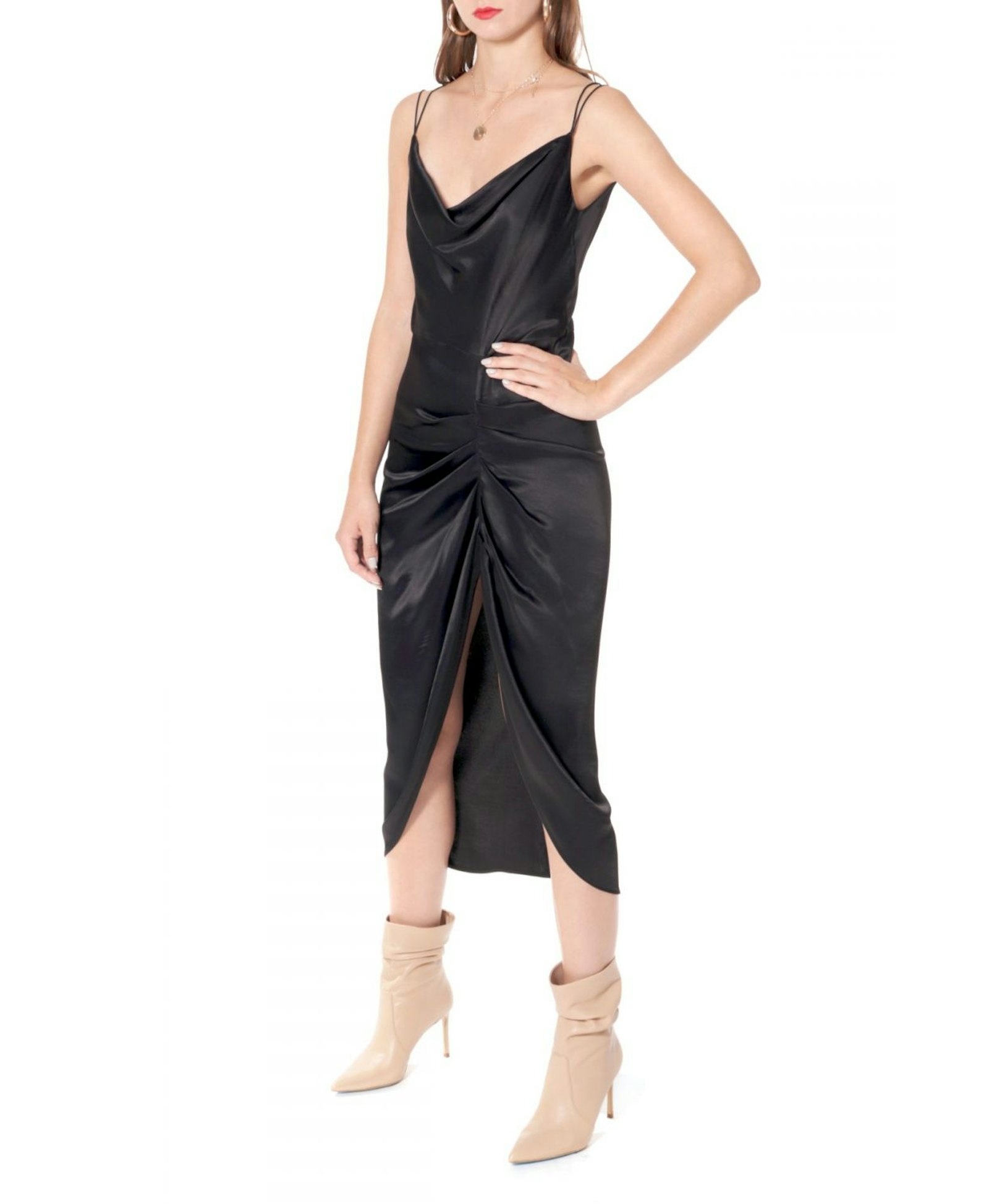 Dress Ava Glossy Black in Black made by HALEWSKI