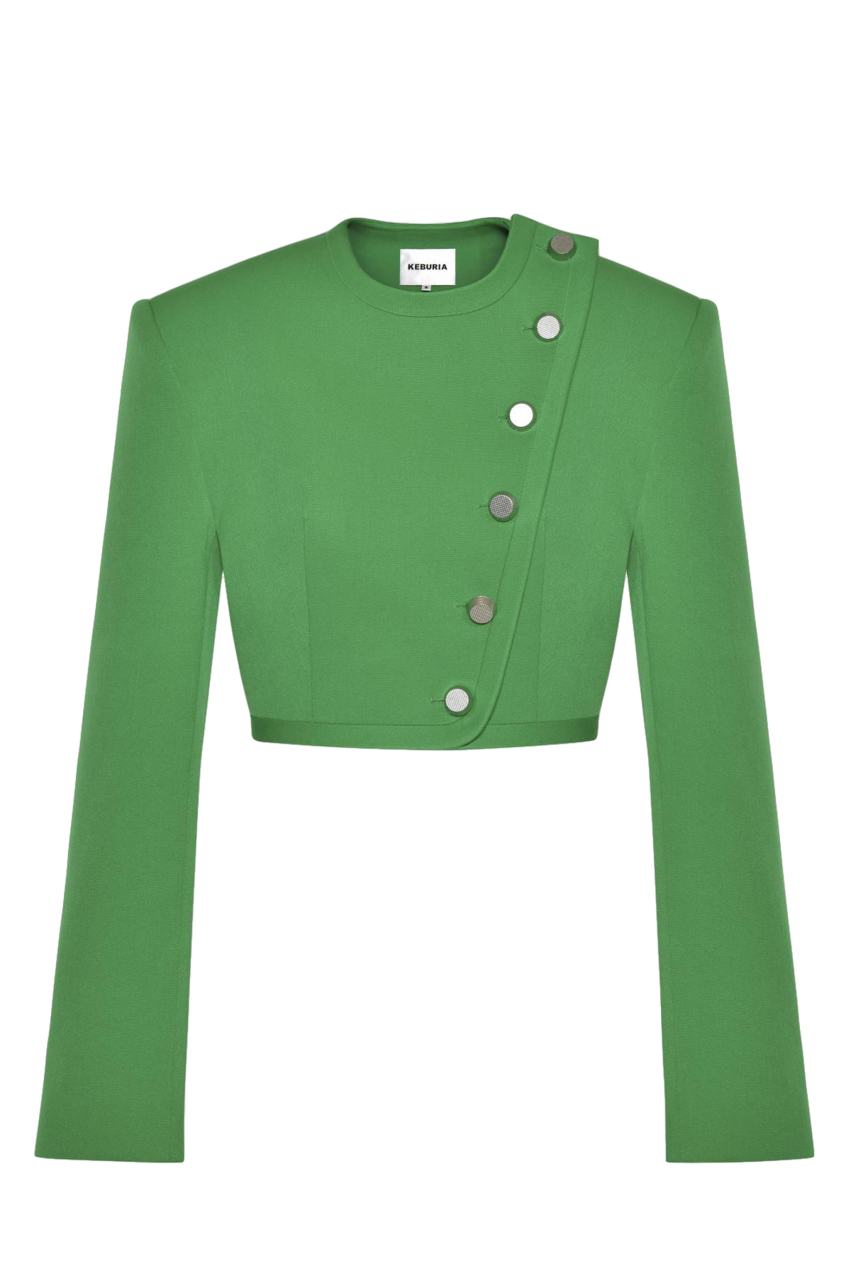 George Keburia Cropped Blazer With Diagonal Buttons