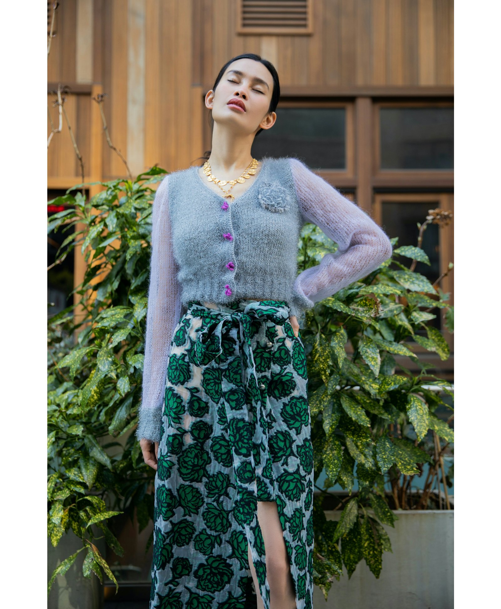 Grey Handmade Cashmere Knit Cardigan in Grey made by ANDREEVA