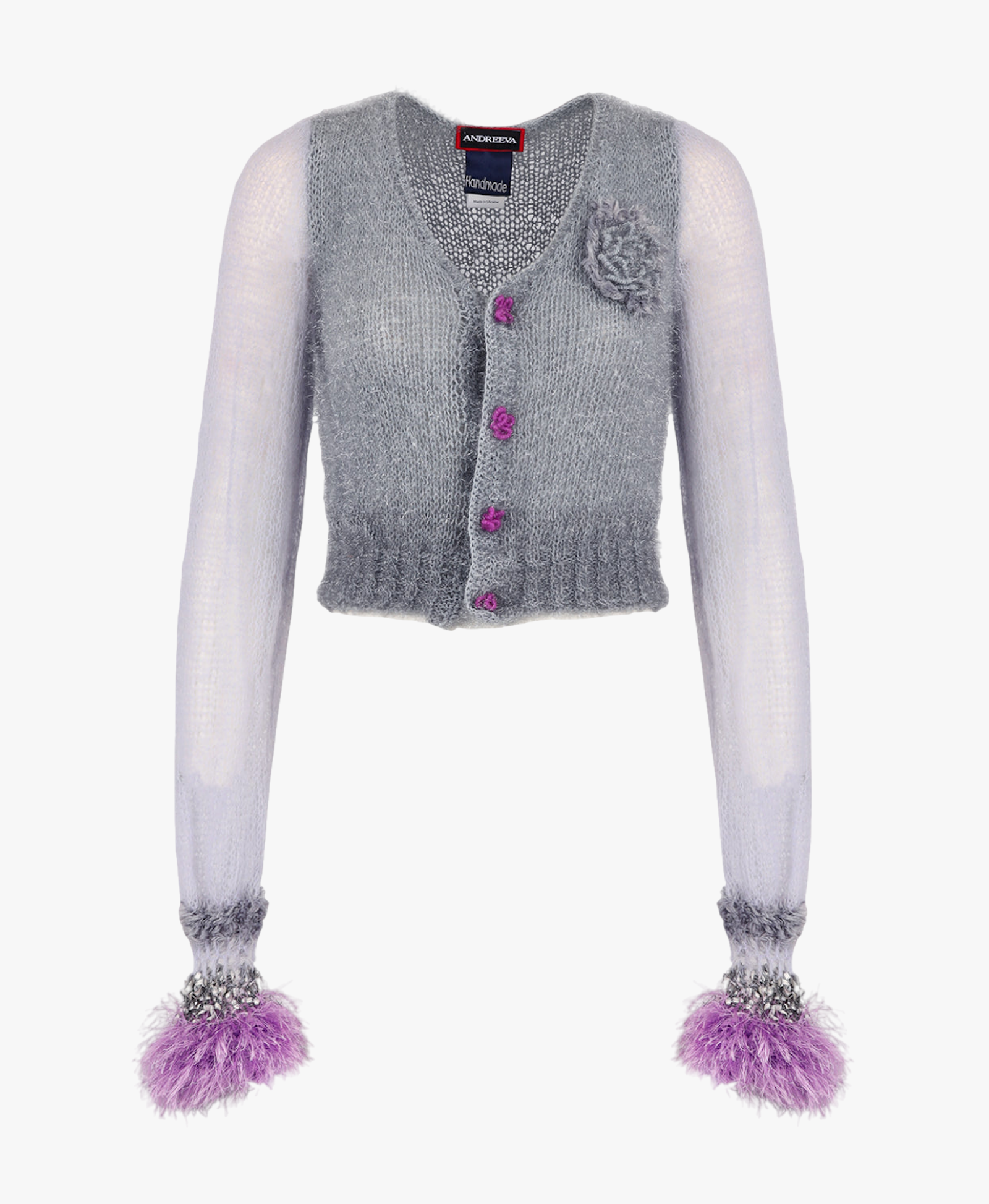 Grey Handmade Cashmere Knit Cardigan in Grey made by ANDREEVA