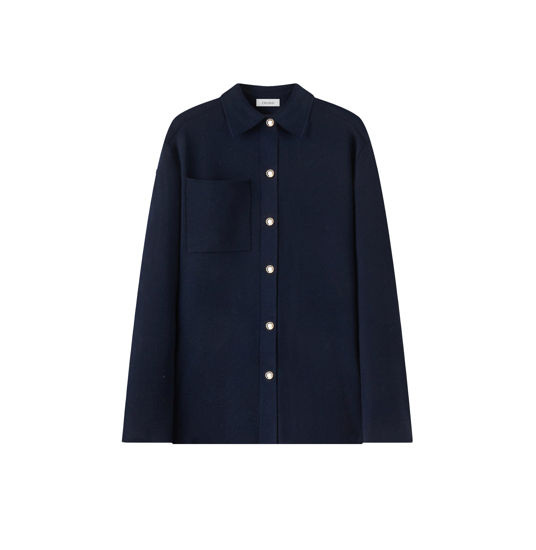 Crush Collection Wool Shirt With Metal Buttons In Blue