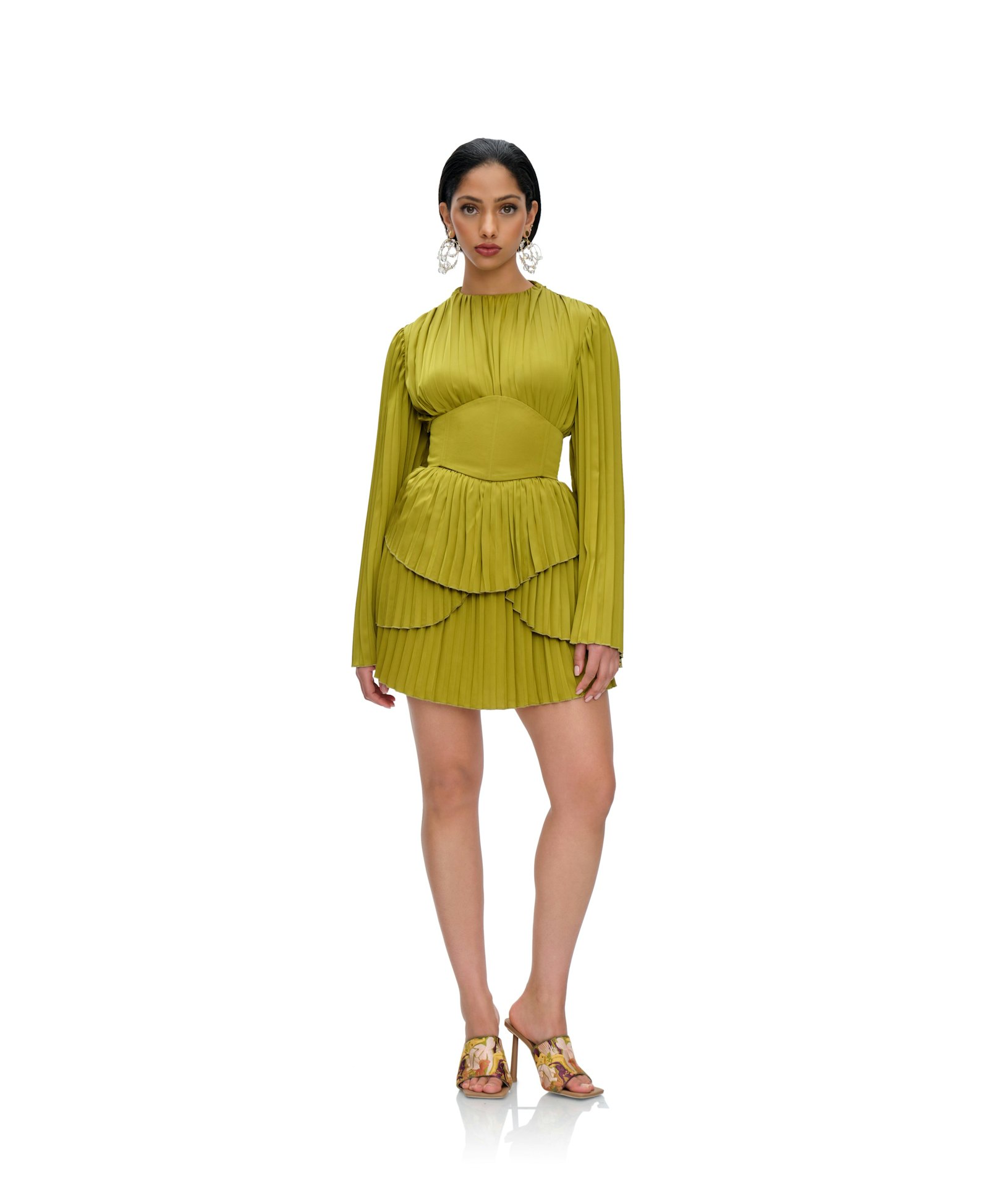 LENTI PLEATED MINI DRESS - LIME made by Andrea Iyamah