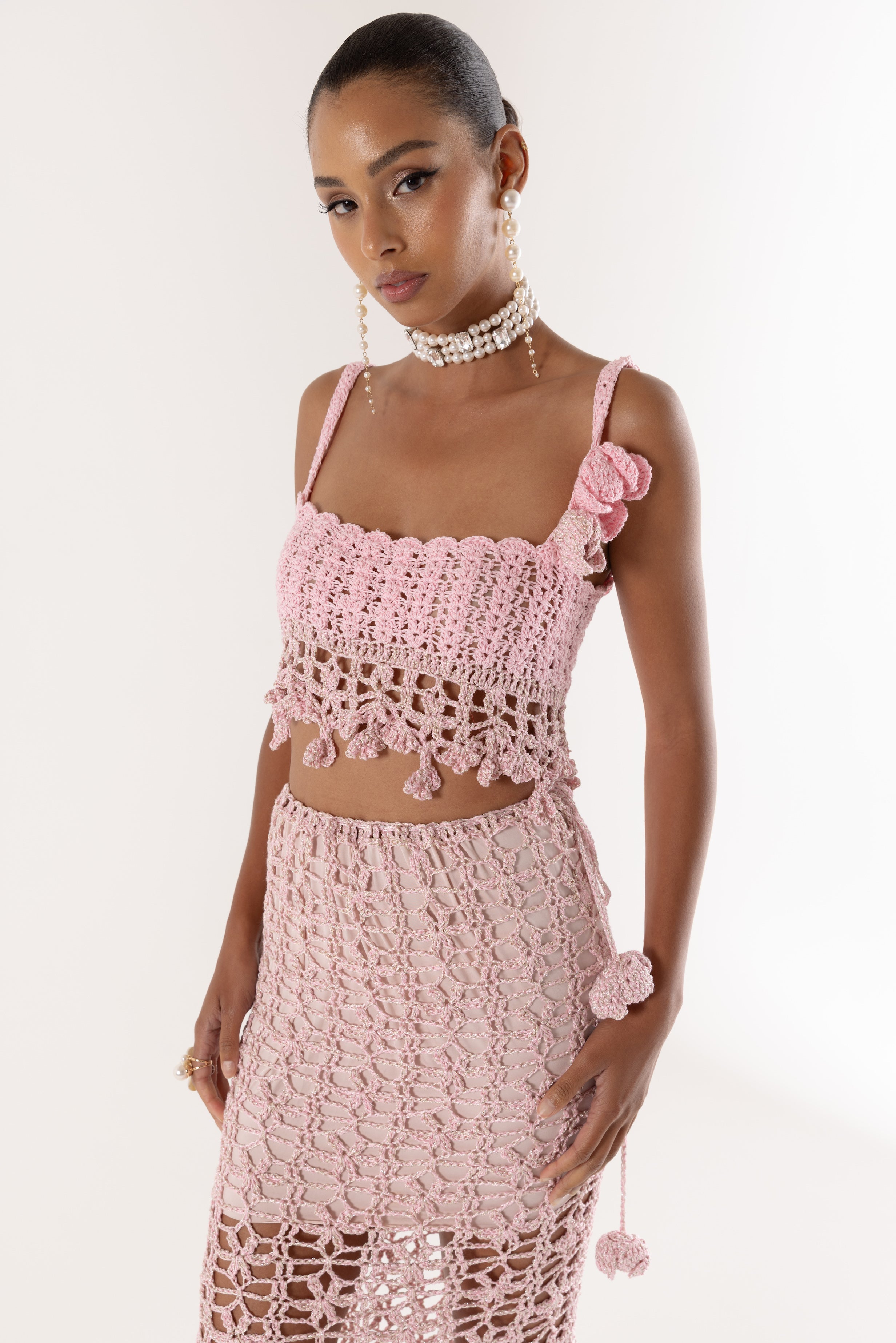 Shop Andreeva Pink Vanilla Handmade Crochet Top