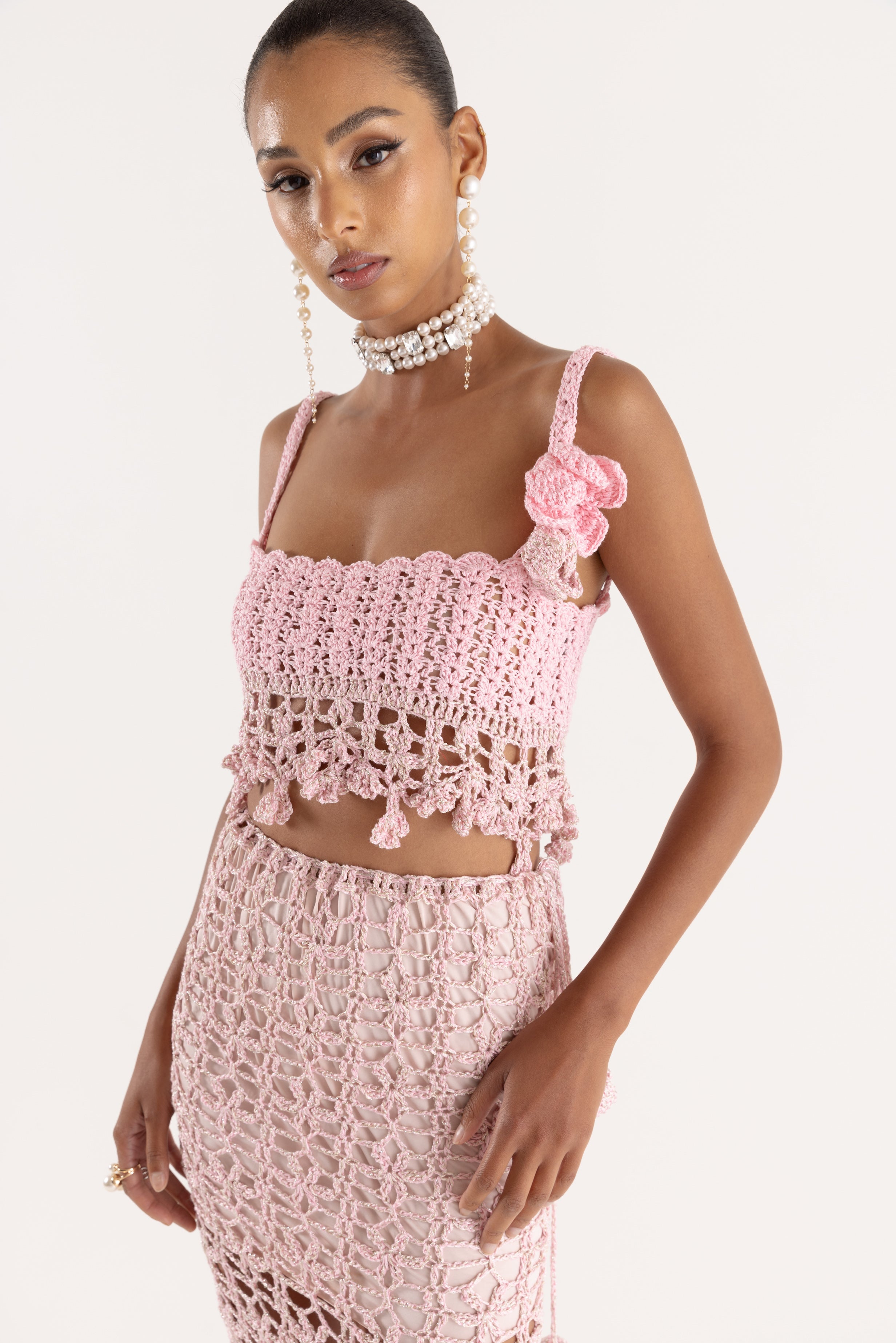 Shop Andreeva Pink Vanilla Handmade Crochet Top