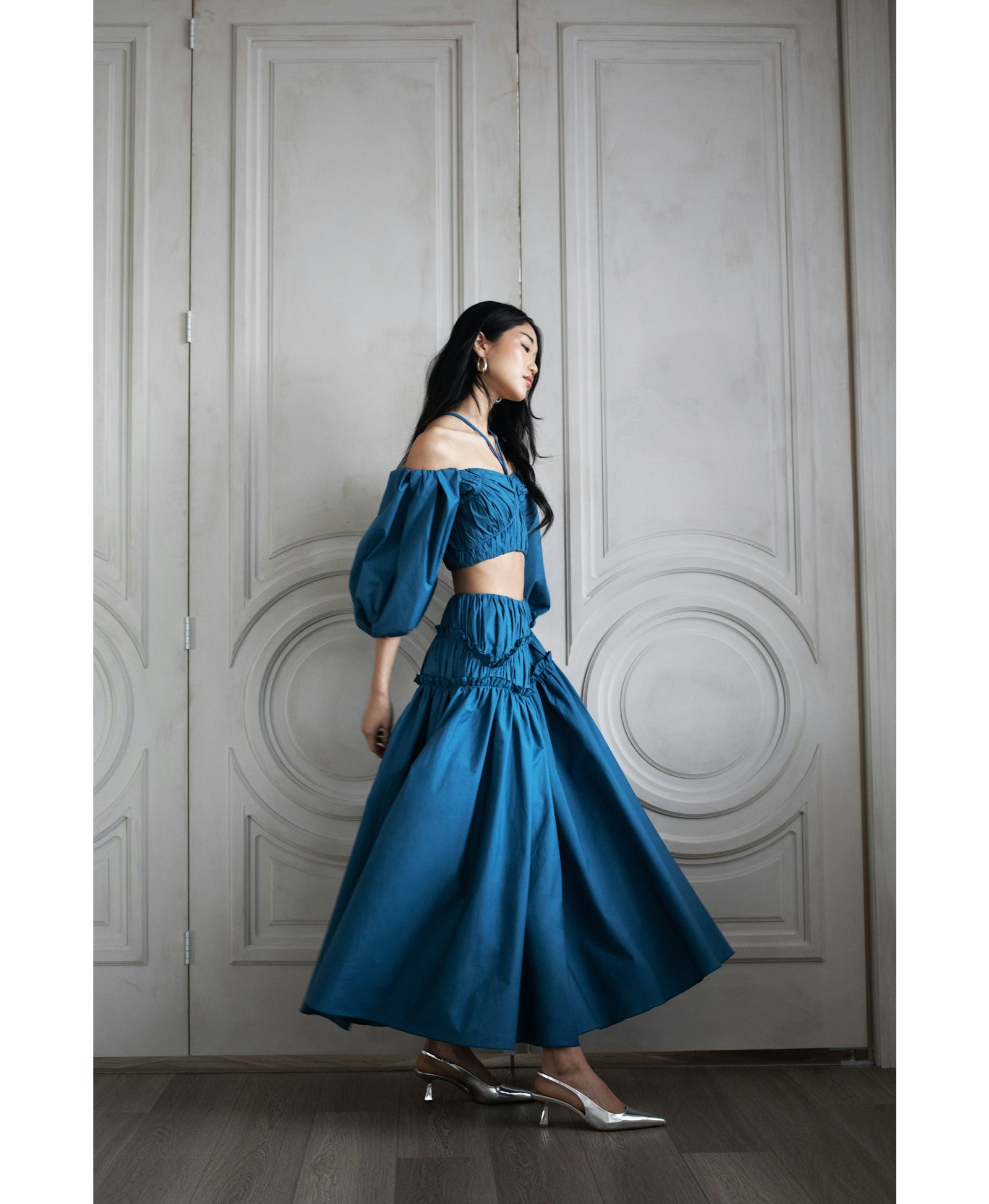 ISABELLA RUCHED SKIRT PRUSSIAN BLUE in Blue made by Vasiliki