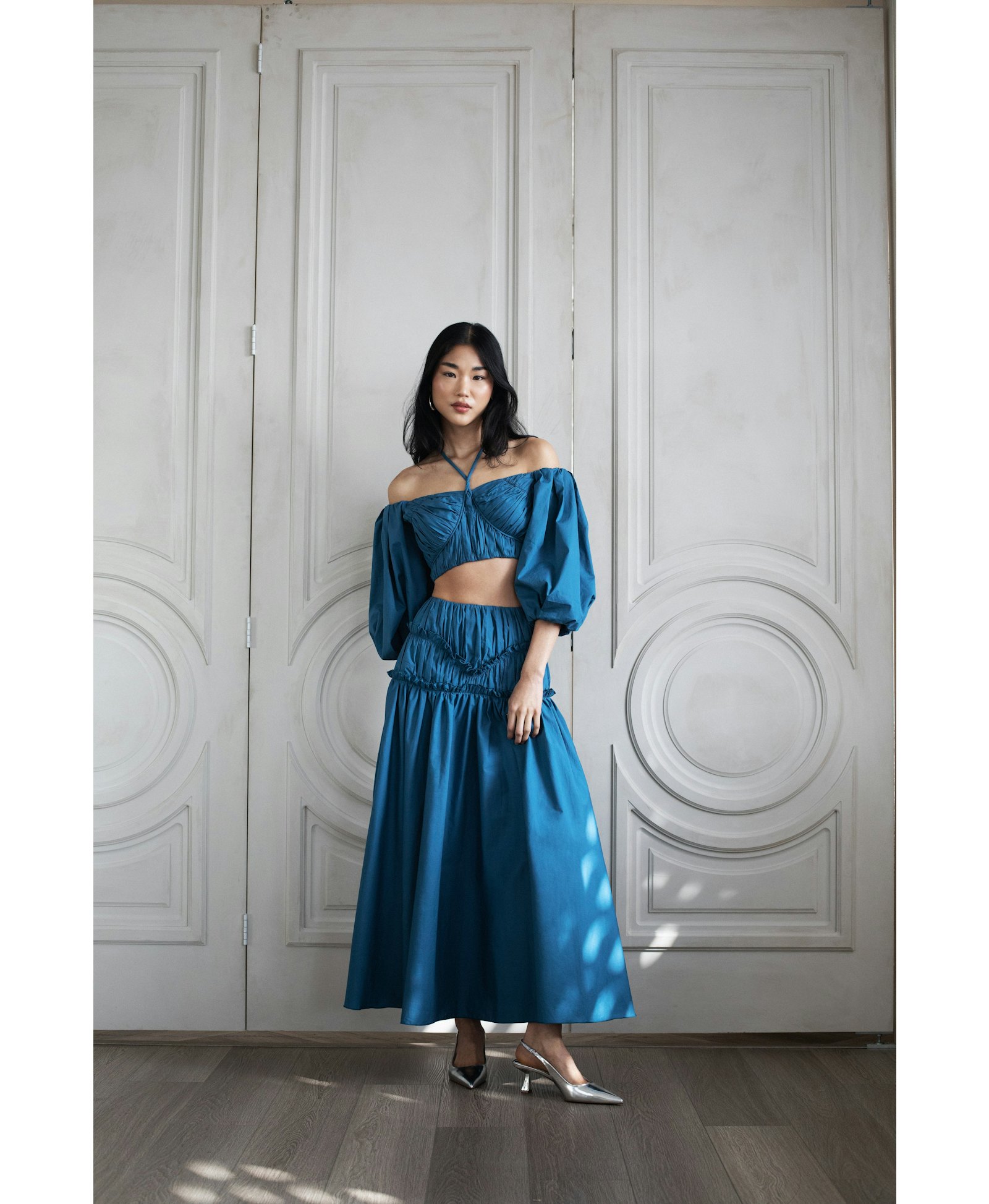 ISABELLA RUCHED SKIRT PRUSSIAN BLUE in Blue made by Vasiliki