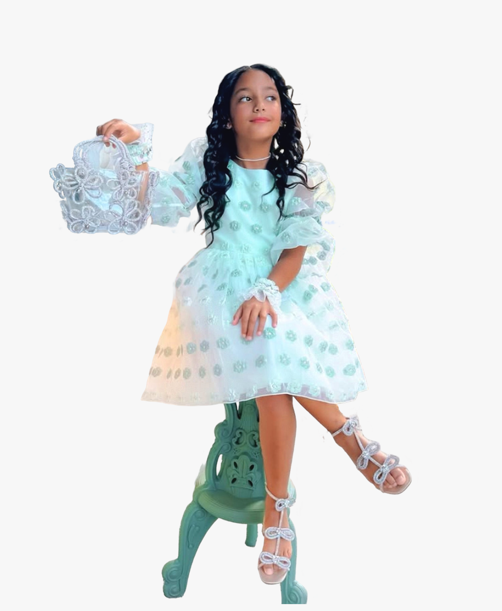 Jacquard Flowers Girls Dress made by Mama Luma