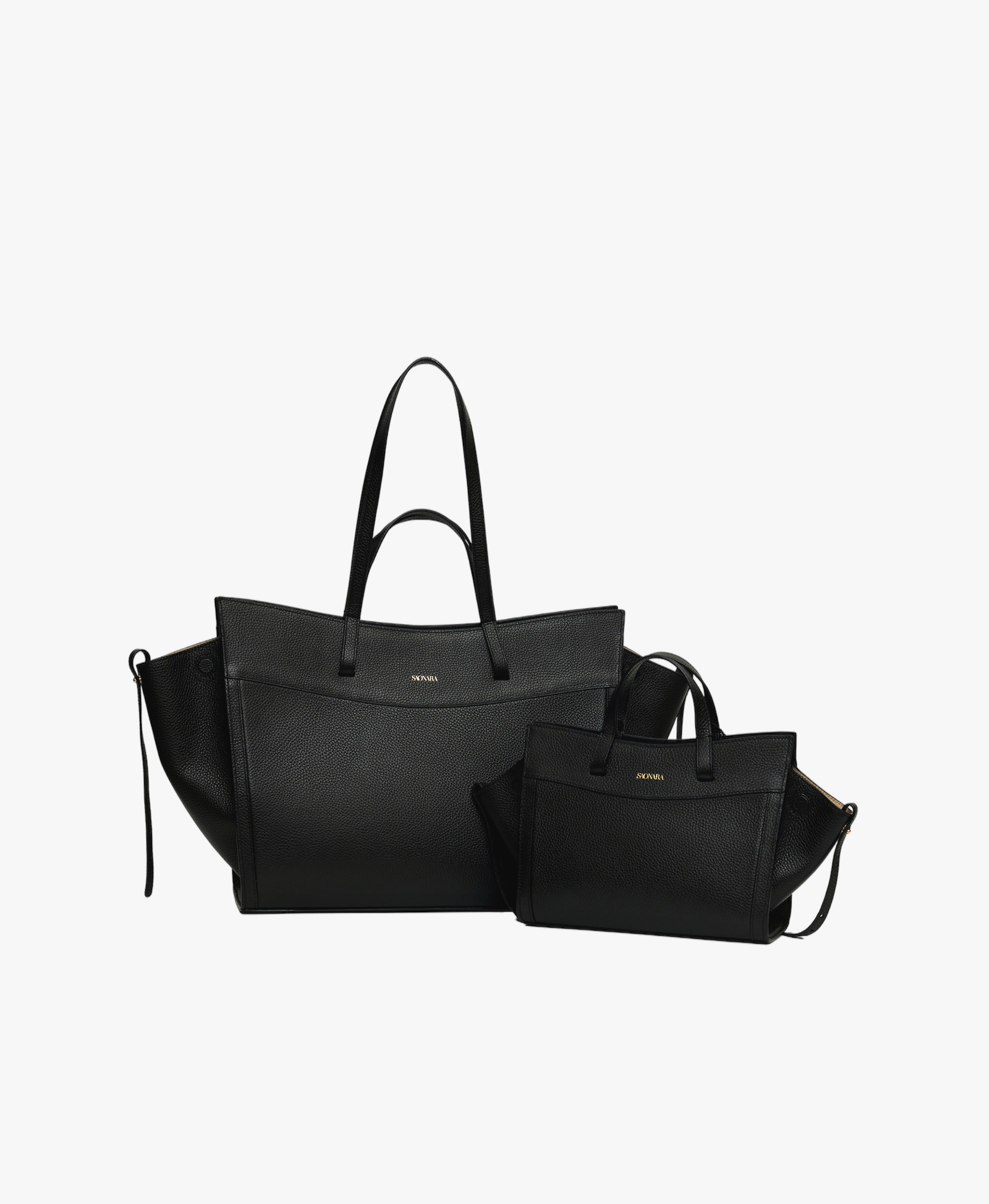 Shopping Bag Black Leather made by Saonara