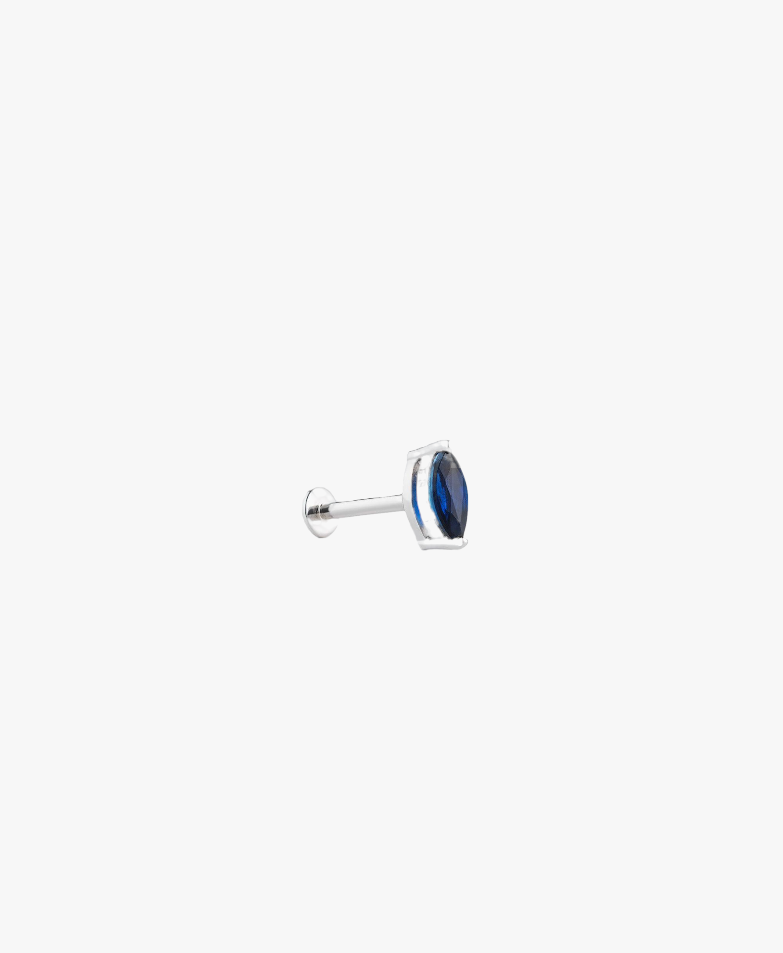 MARQUISE CUT BLUE SAPPHIRE LABRET - WHITE GOLD made by ENNUI