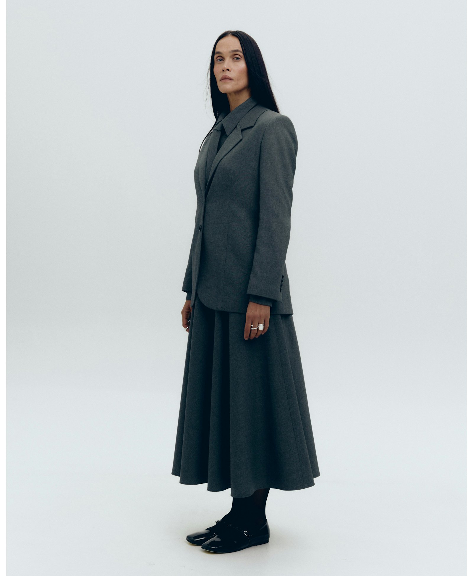 Grey midi skirt made by KNITEL