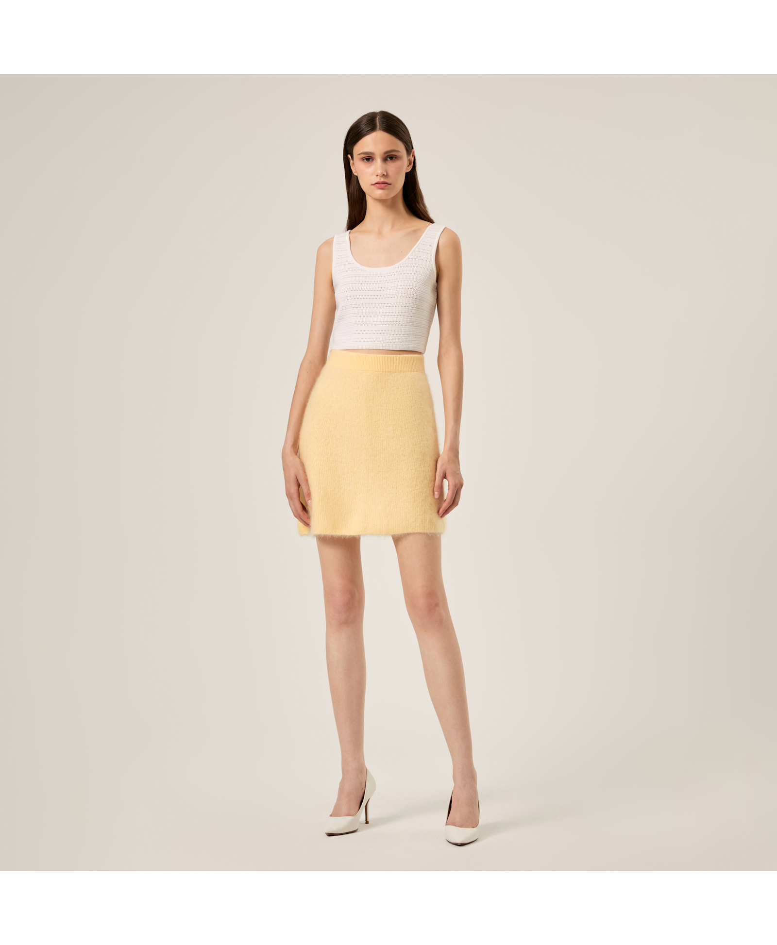 FLUFFY CASHMERE SKIRT in Yellow made by CRUSH Collection