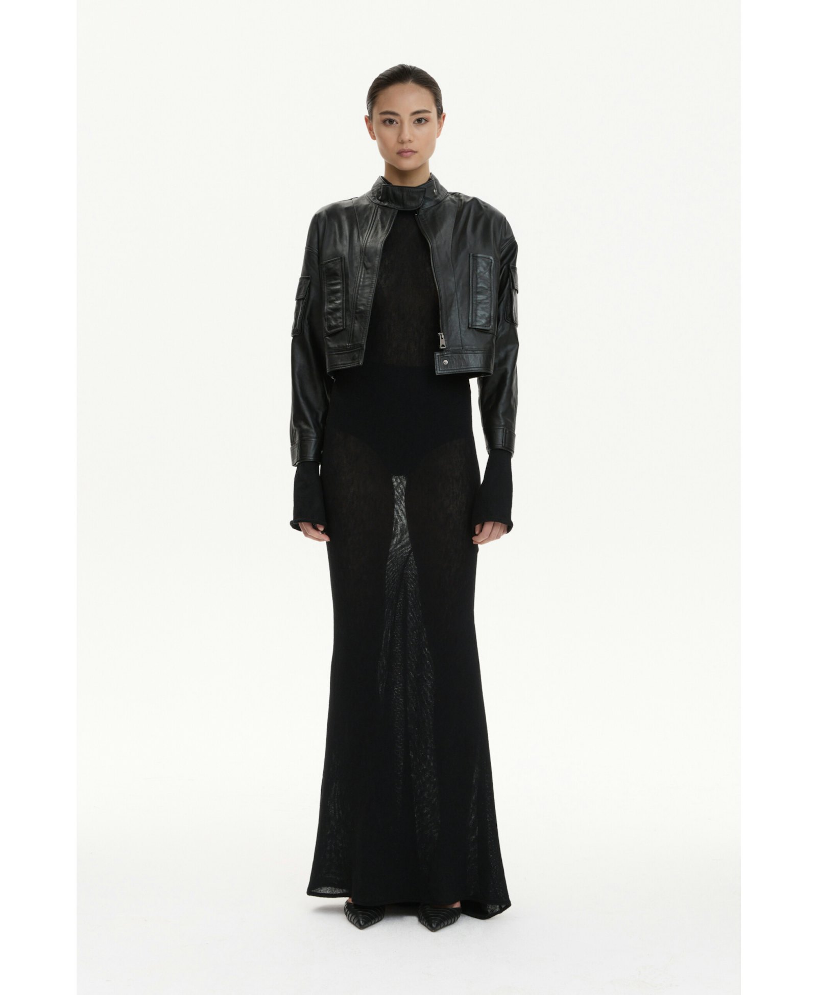 Cropped Leather Biker Jacket made by YAVORSKA