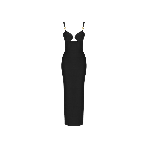 Daniele Morena Black Iconic Panther Long Dress