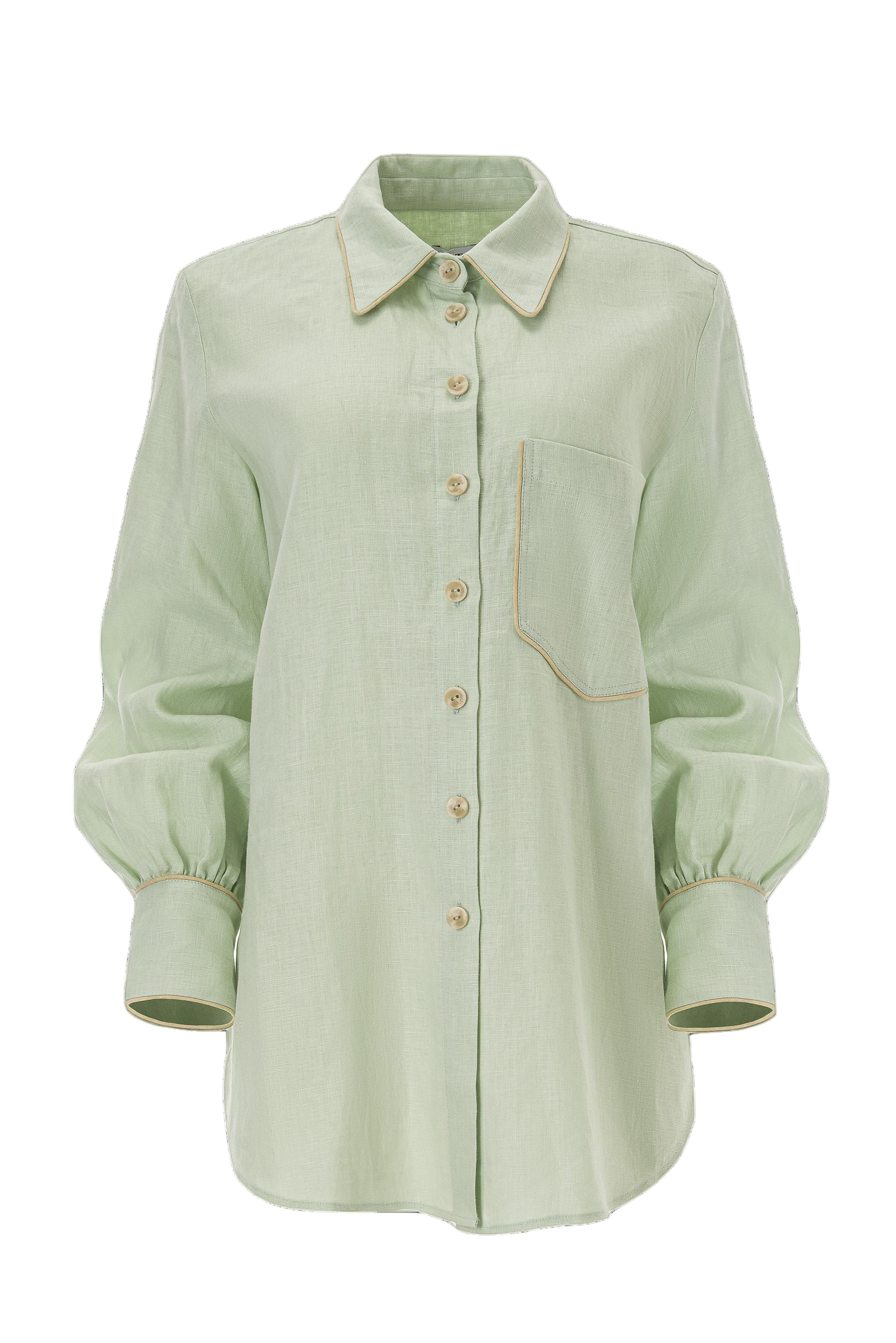 Lita Couture Oversized Linen Shirt In Mint Green