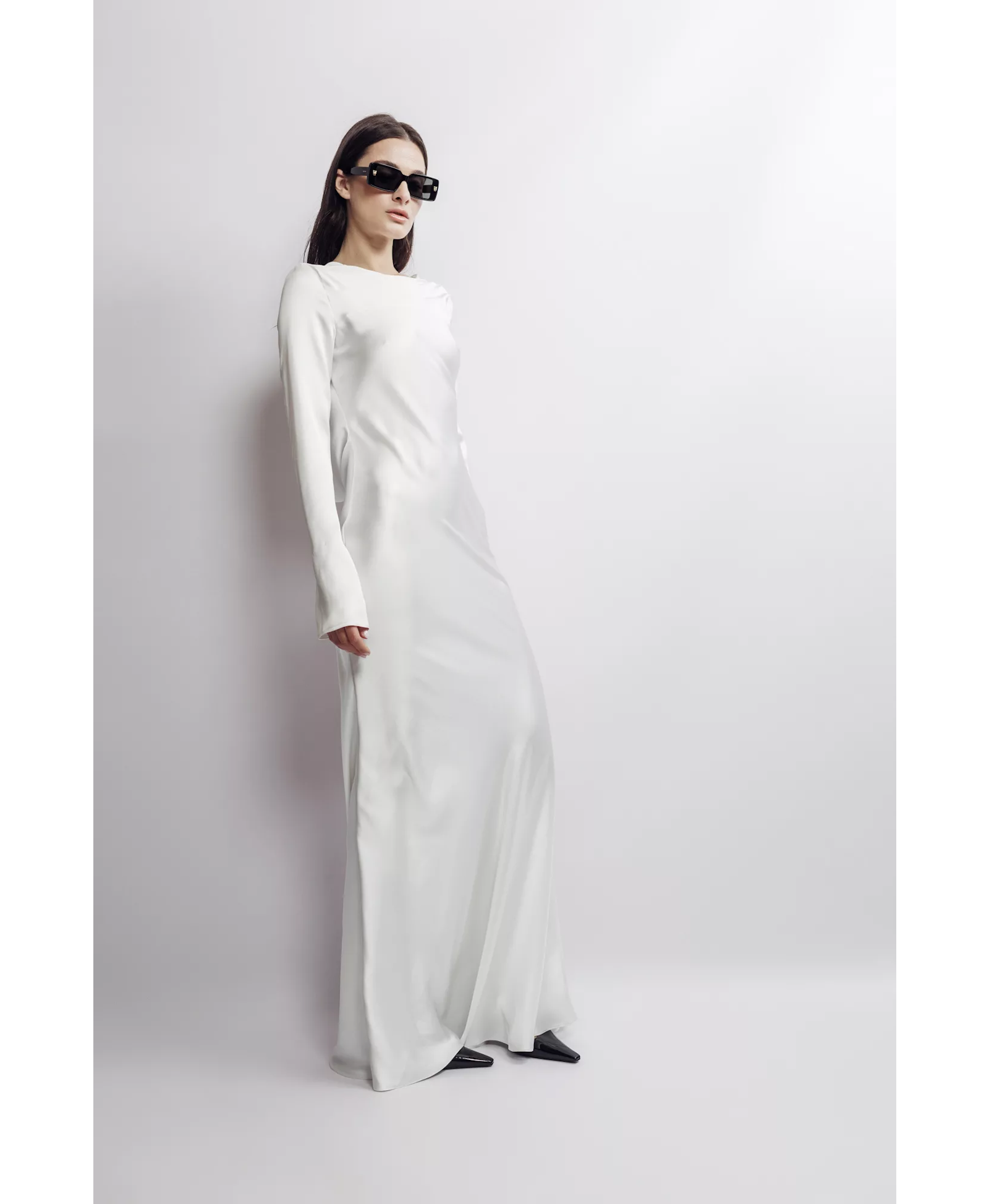 Lavinia Satin Open-Back Gown made by Aureliana