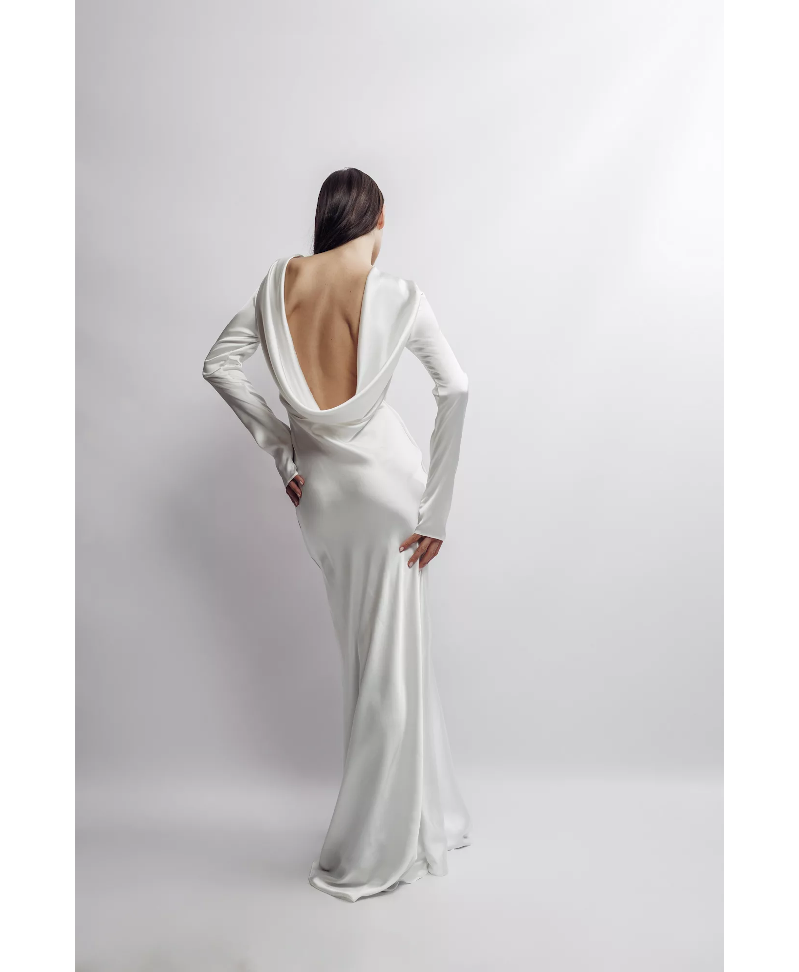 Lavinia Satin Open-Back Gown made by Aureliana