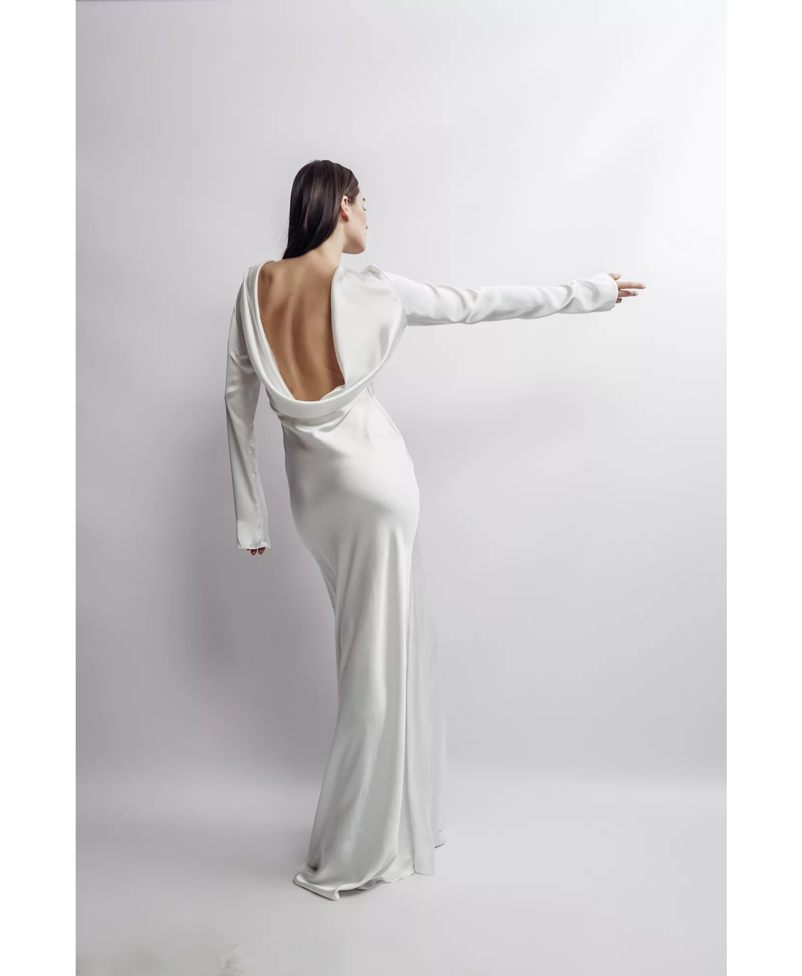 Lavinia Satin Open-Back Gown made by Aureliana