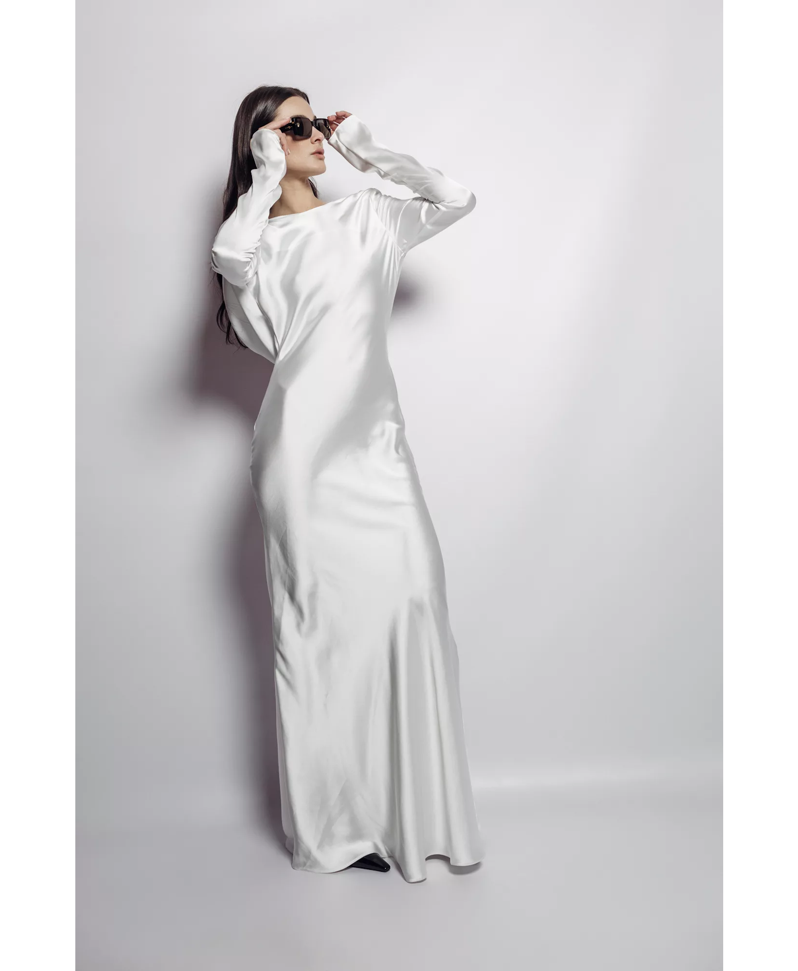 Lavinia Satin Open-Back Gown made by Aureliana