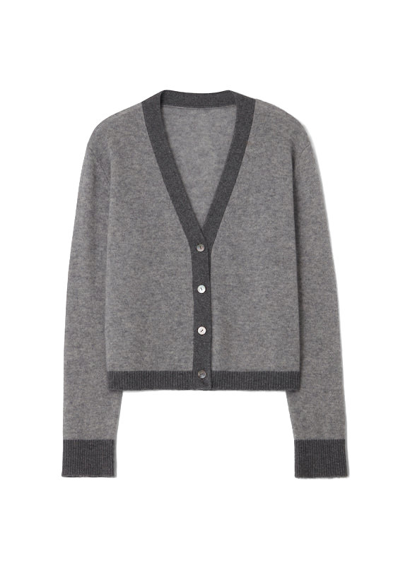 Cloeys Colourblock Cardigan Grey & Grey In Gray