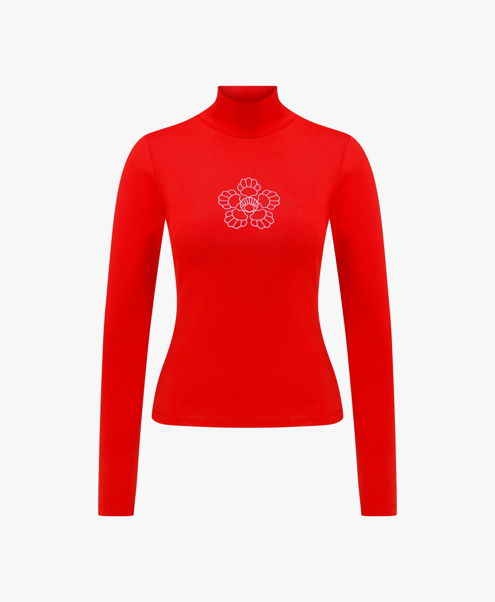 Red Blooming Crest Turtleneck made by Declara
