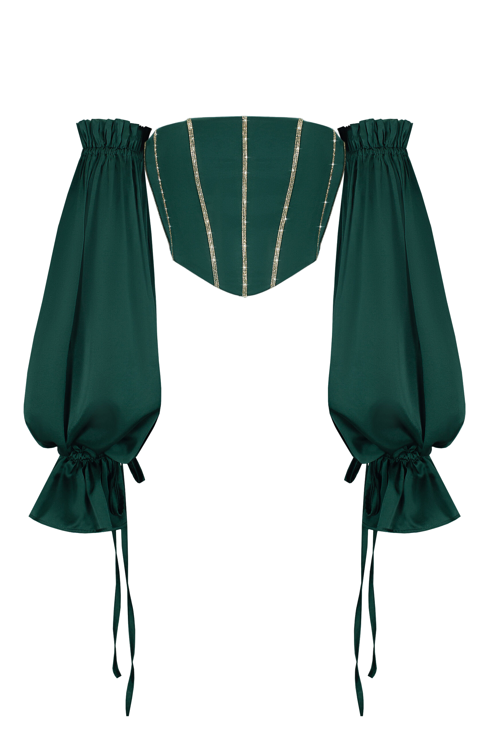 Shop Santa Brands Set: Corset W/sleeves + Maxi Skirt Dark Green