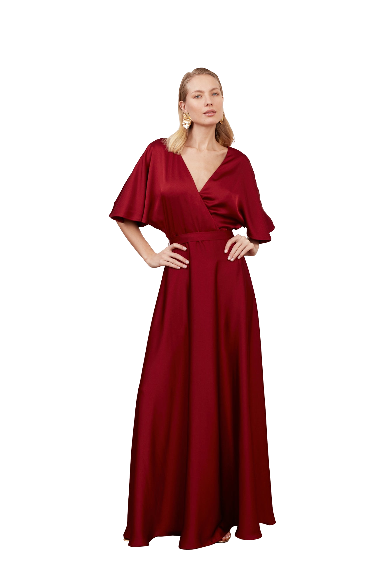 Undress Solene Burgundy Red Satin Maxi Evening Dress