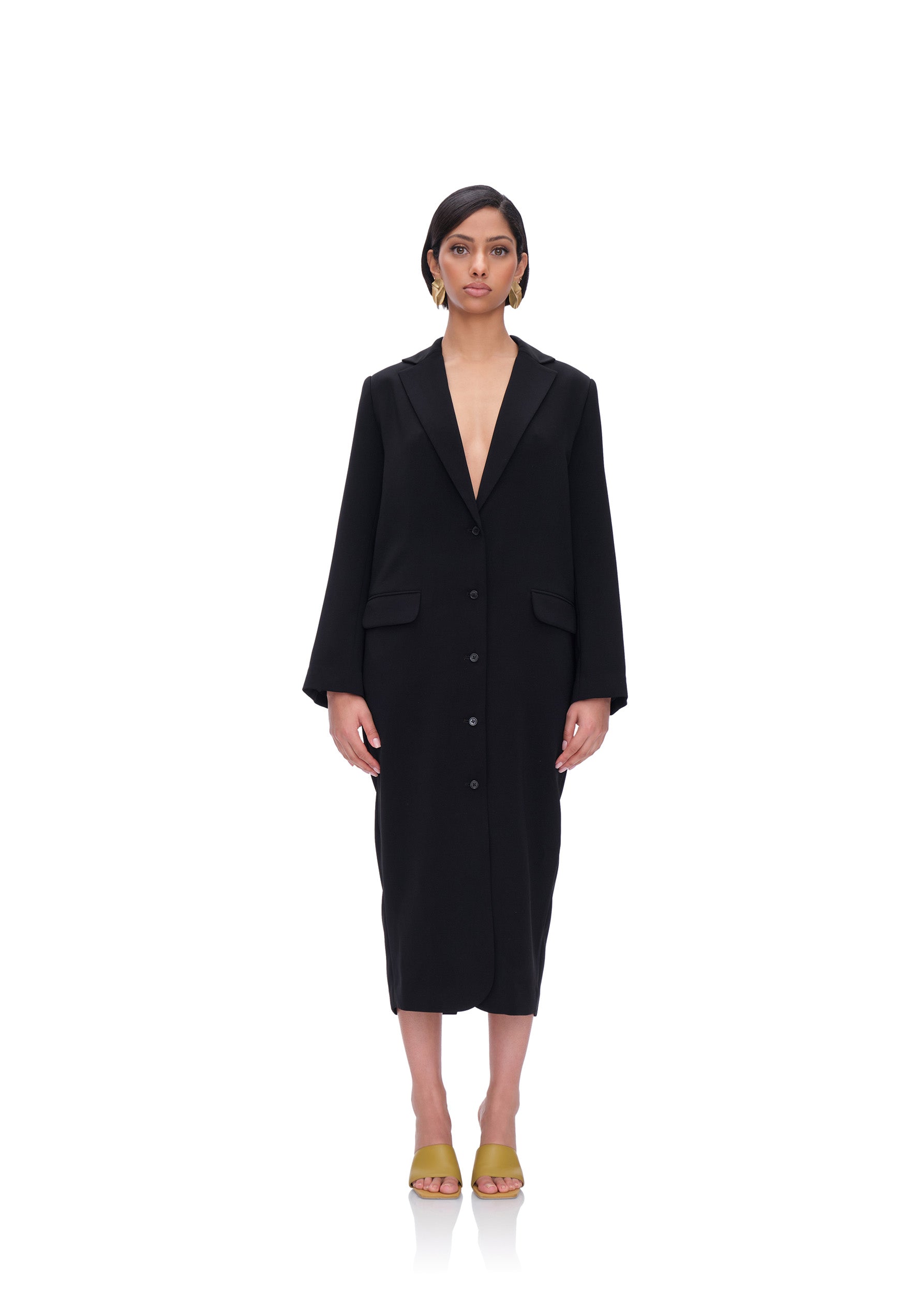 Shop Andrea Iyamah Zia Corset Blazer Dress In Ebony