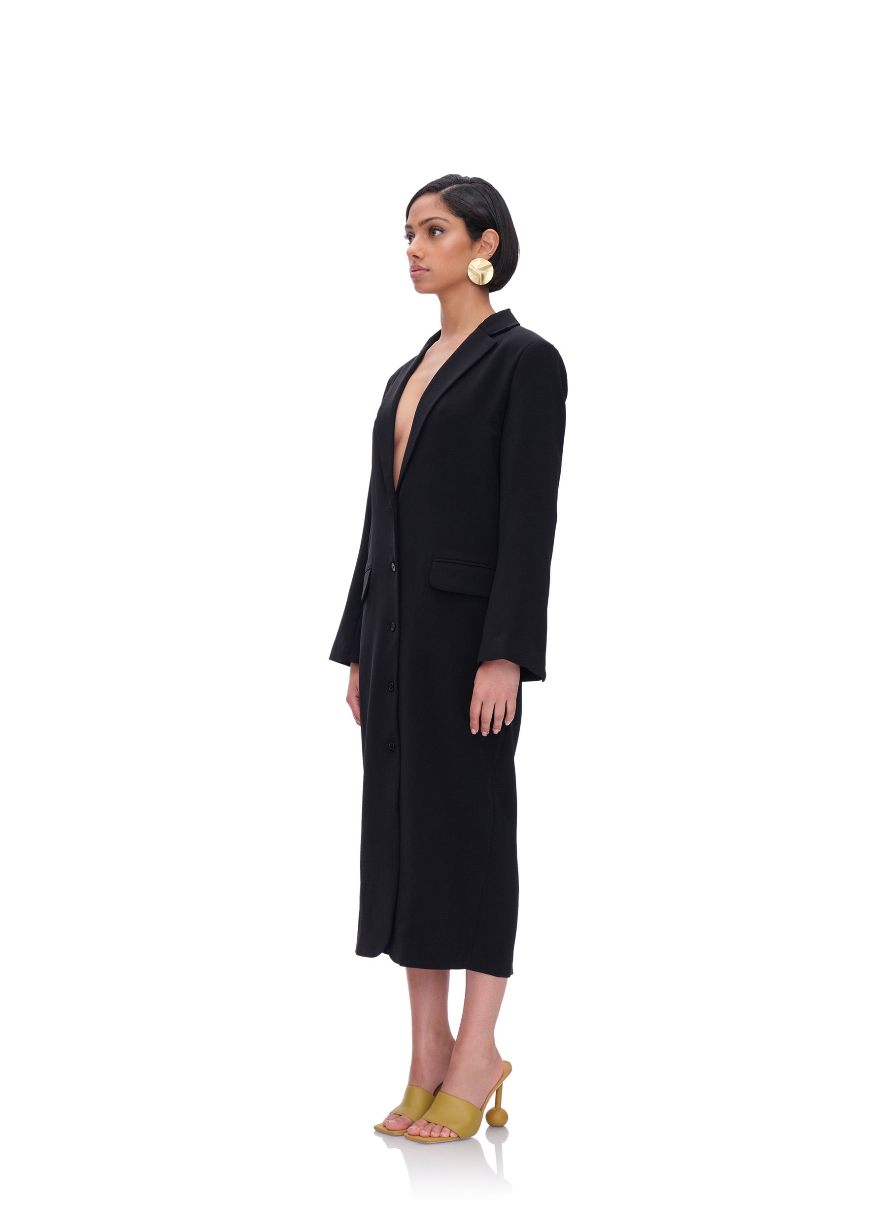 Shop Andrea Iyamah Zia Corset Blazer Dress In Ebony