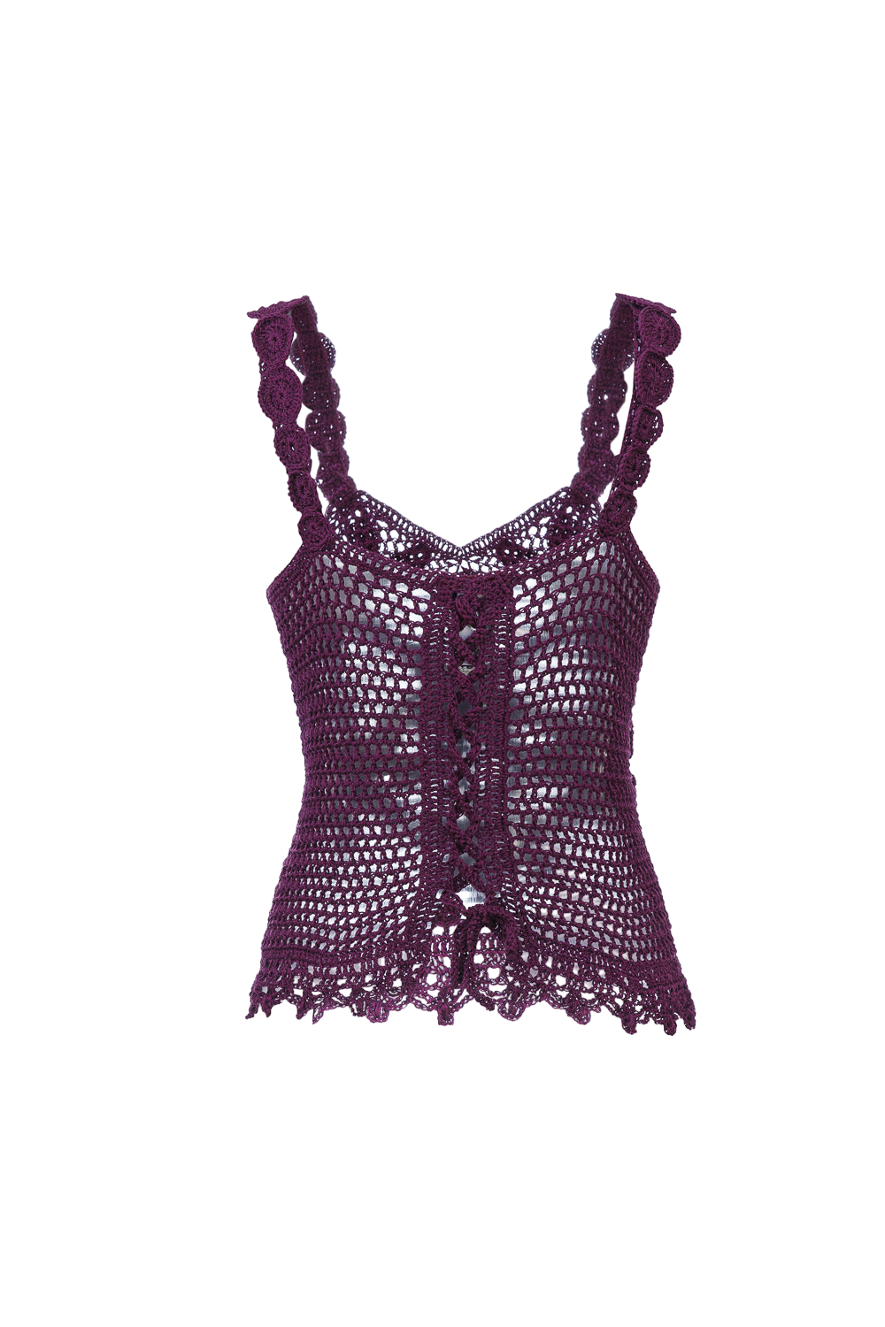 Shop Andreeva Violet Handmade Crochet Top In Purple