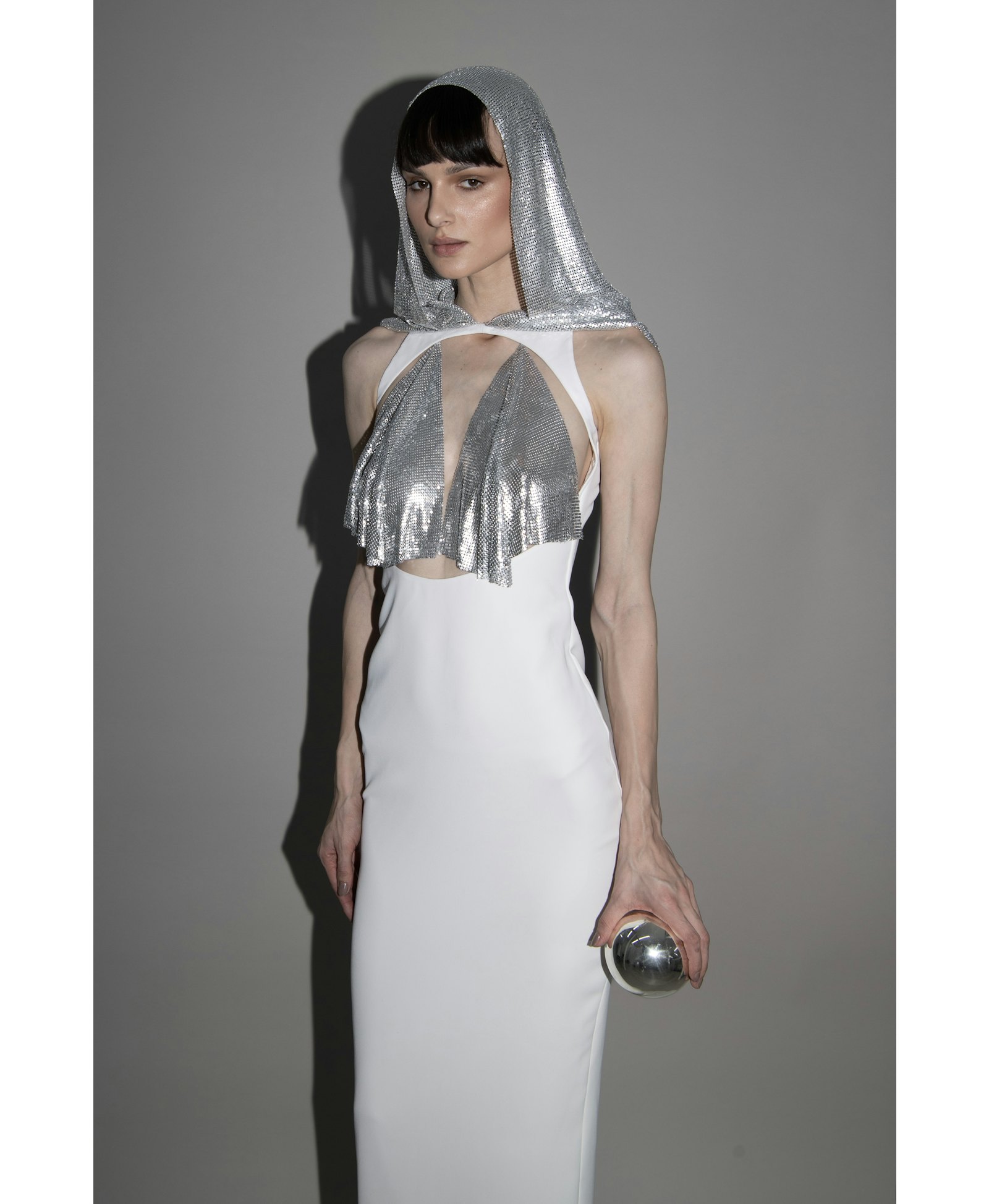 metallic hooded gown in White made by Vestiaire d'un Oiseau Libre