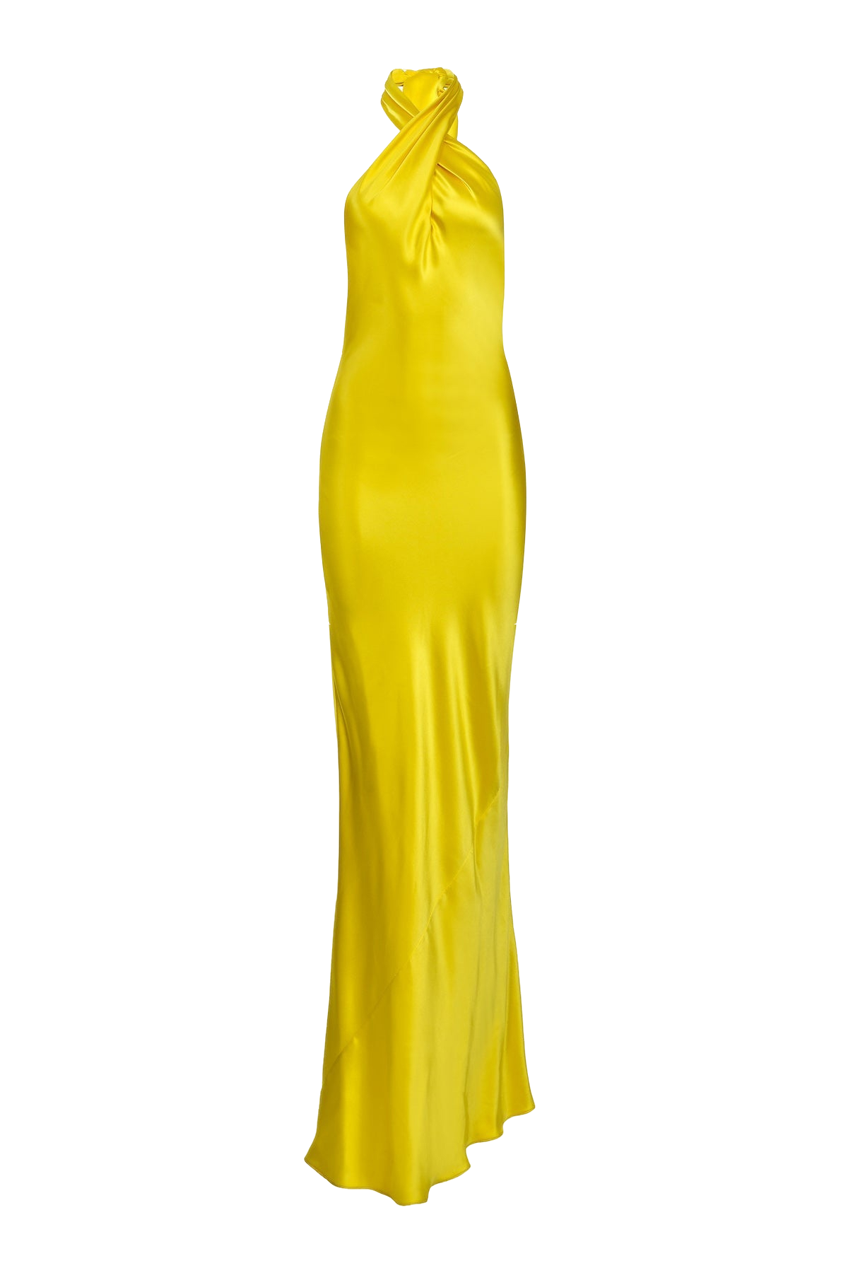 Francesca Miranda Olivia Halter Silk Dress In Yellow