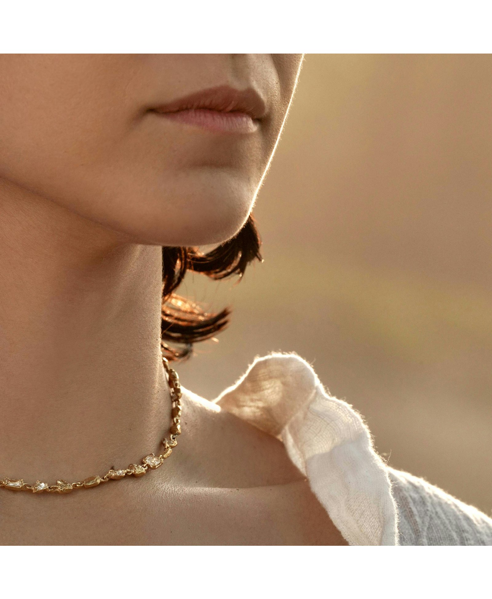 Hali White Sapphire Necklace made by Loveness Lee