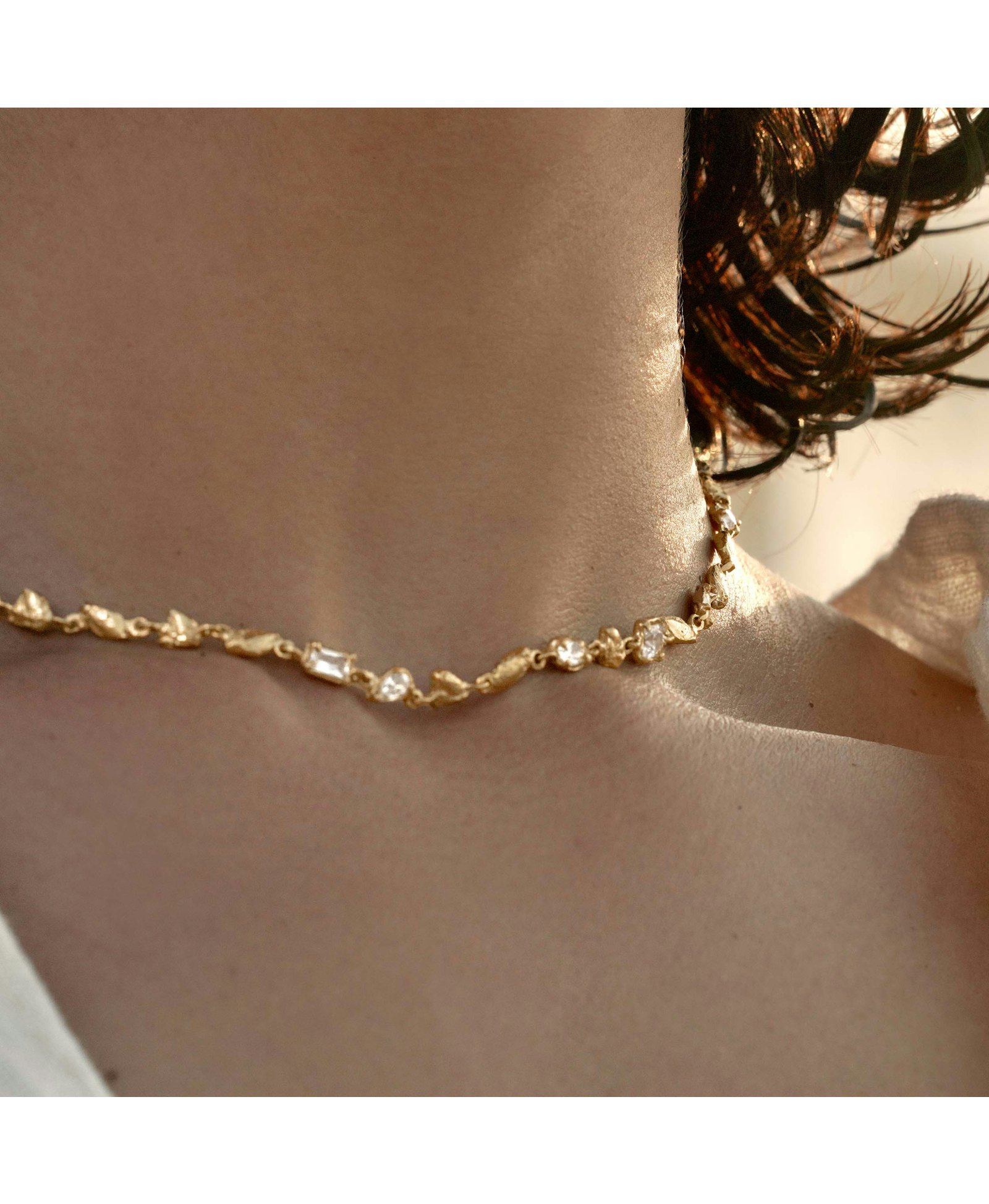 Hali White Sapphire Necklace made by Loveness Lee