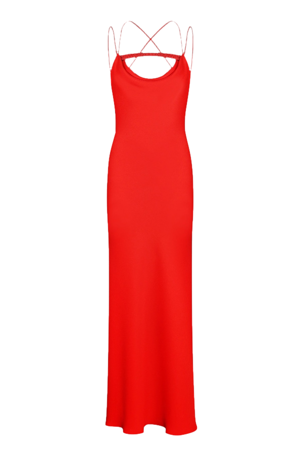 Nué Venus Crystal-embellished Maxi Dress In Red