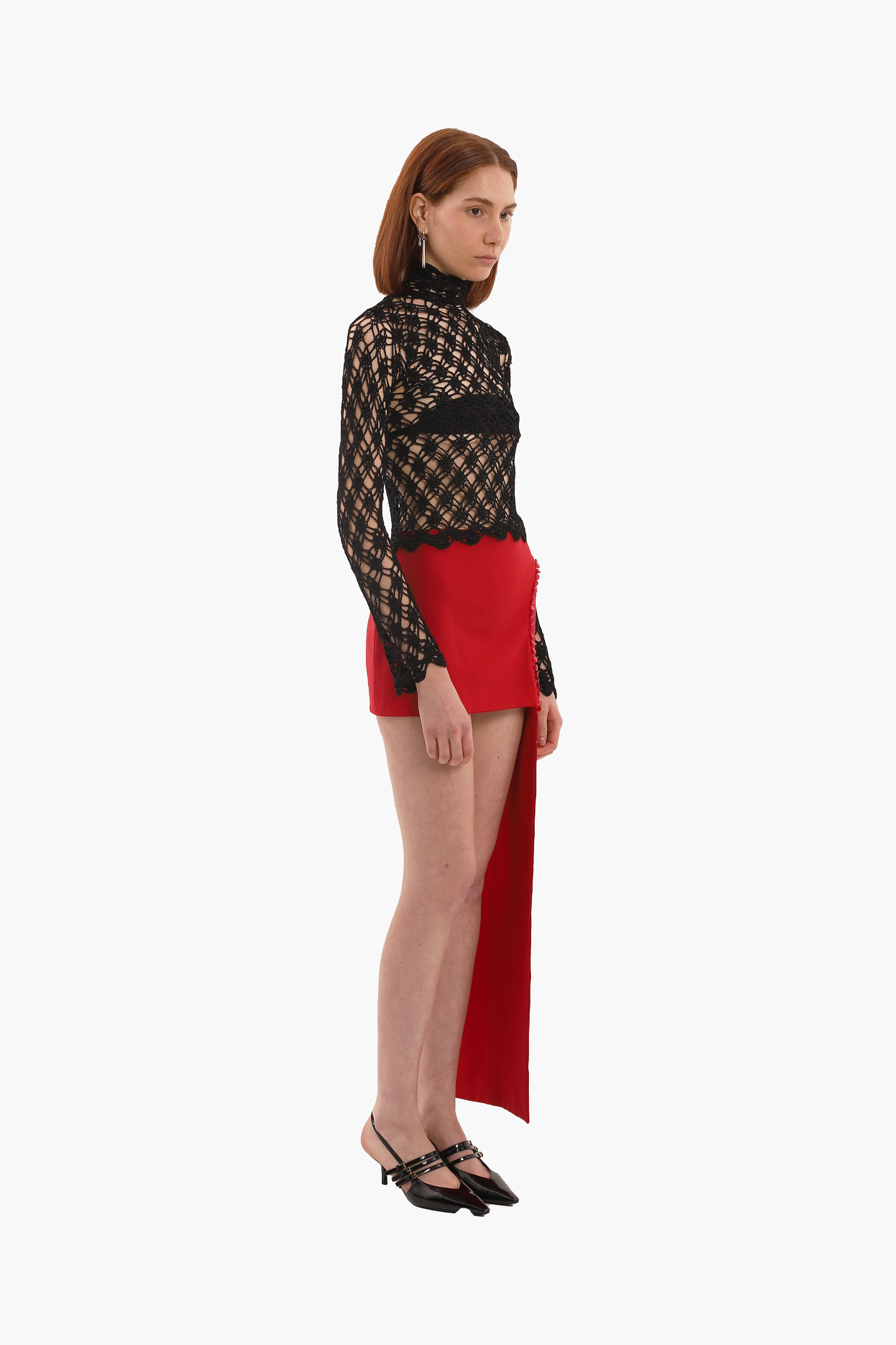 Shop Compte Spain Red Button Mini Skirt