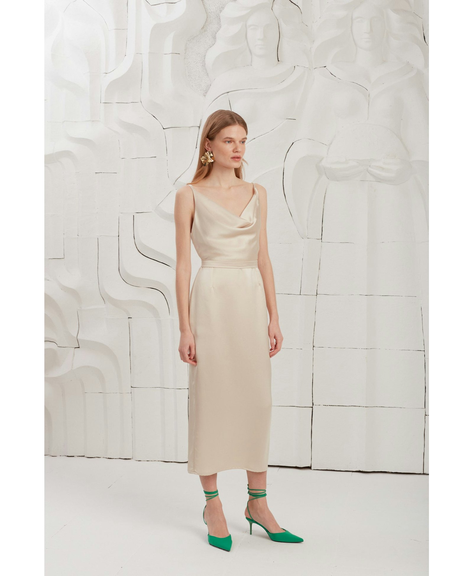 KAMEA champagne satin cocktail dress made by UNDRESS