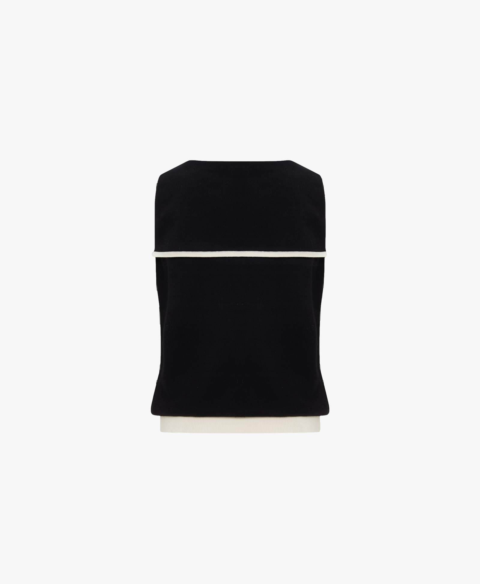 COLORBLOCKED LAPEL KNITTED VEST in Black made by CRUSH Collection