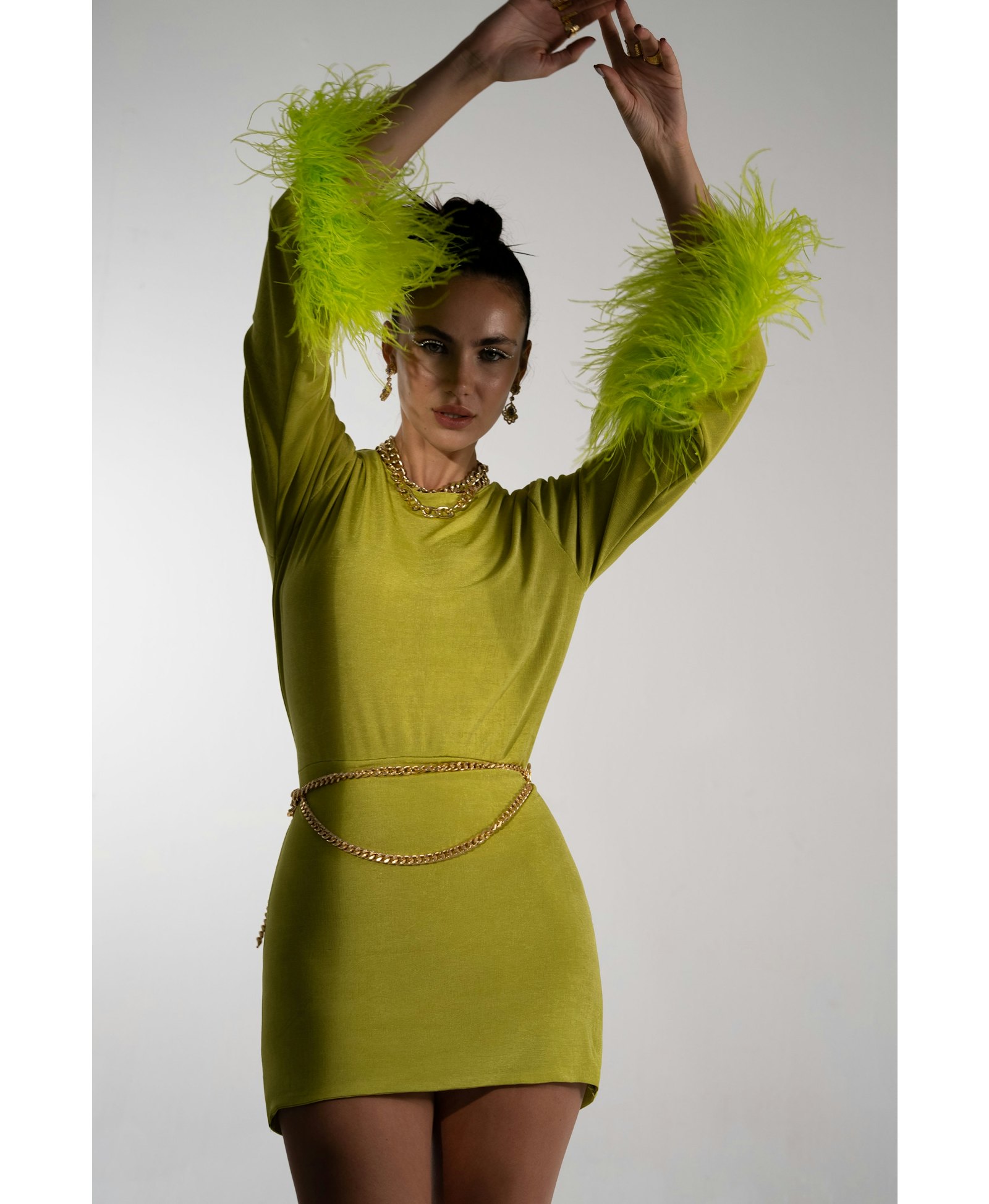 Ella Green Mini Dress made by Lora Istanbul