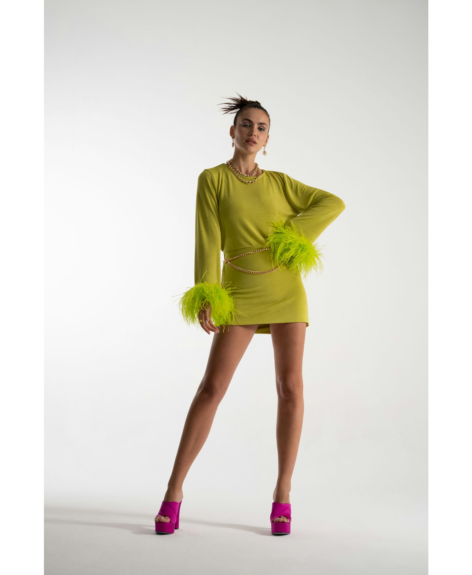 Ella Green Mini Dress made by Lora Istanbul